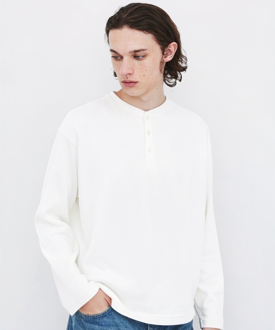 SEA ISLAND COTTON THERMAL HENRY LSTEE