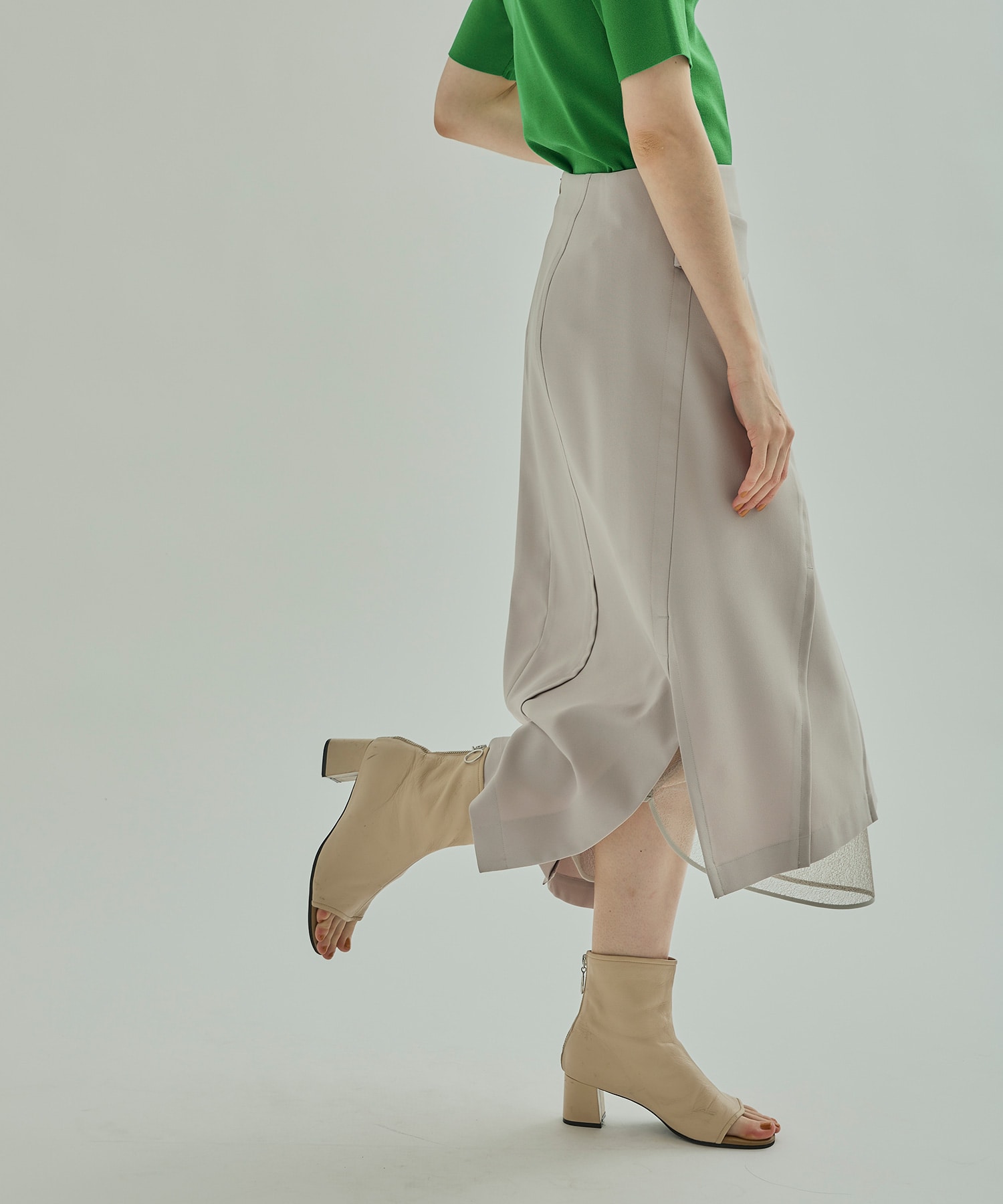 UNITED TOKYO 異素材ミックスレーススカート - ひざ丈スカート