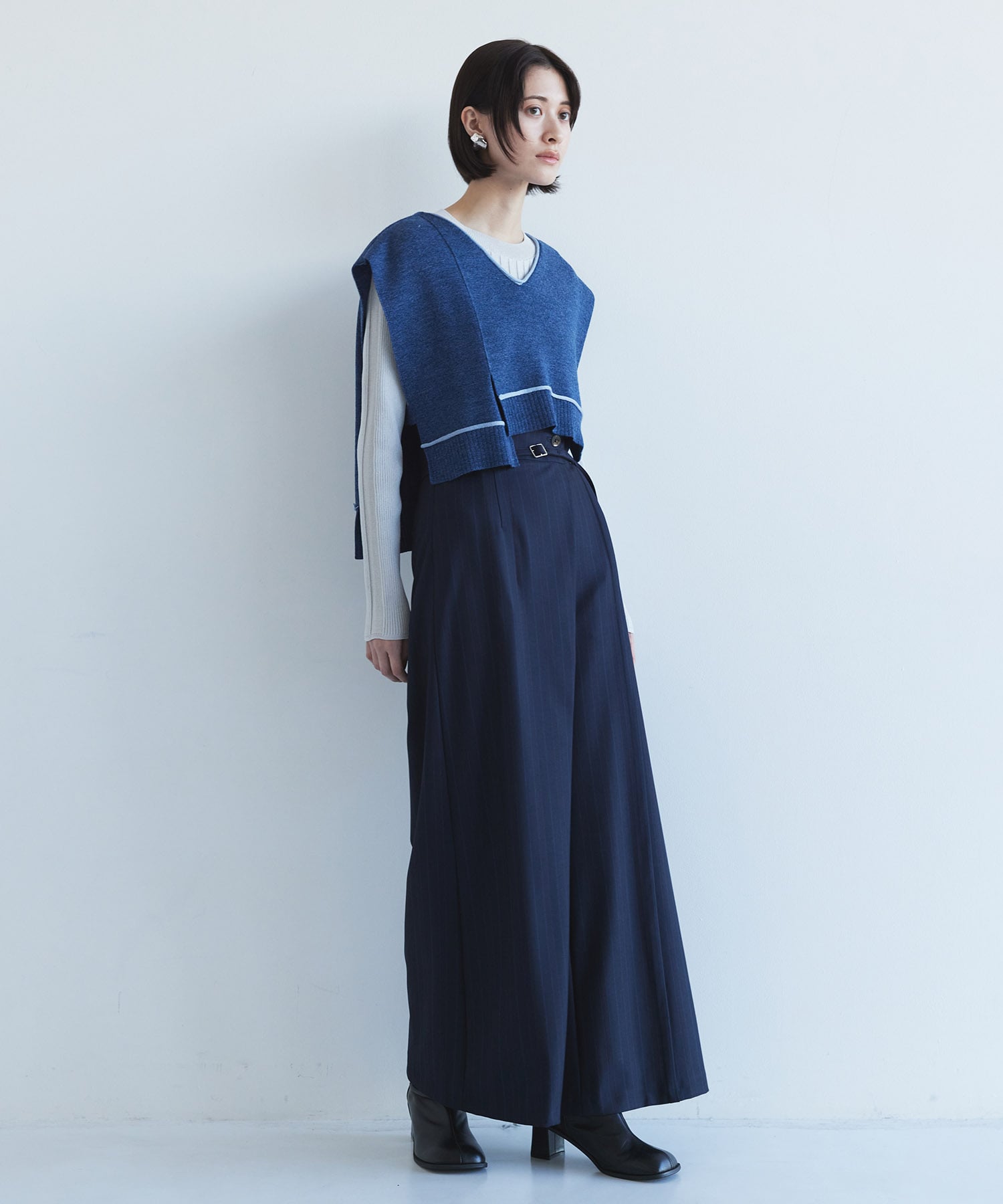バックロングラインニットベスト