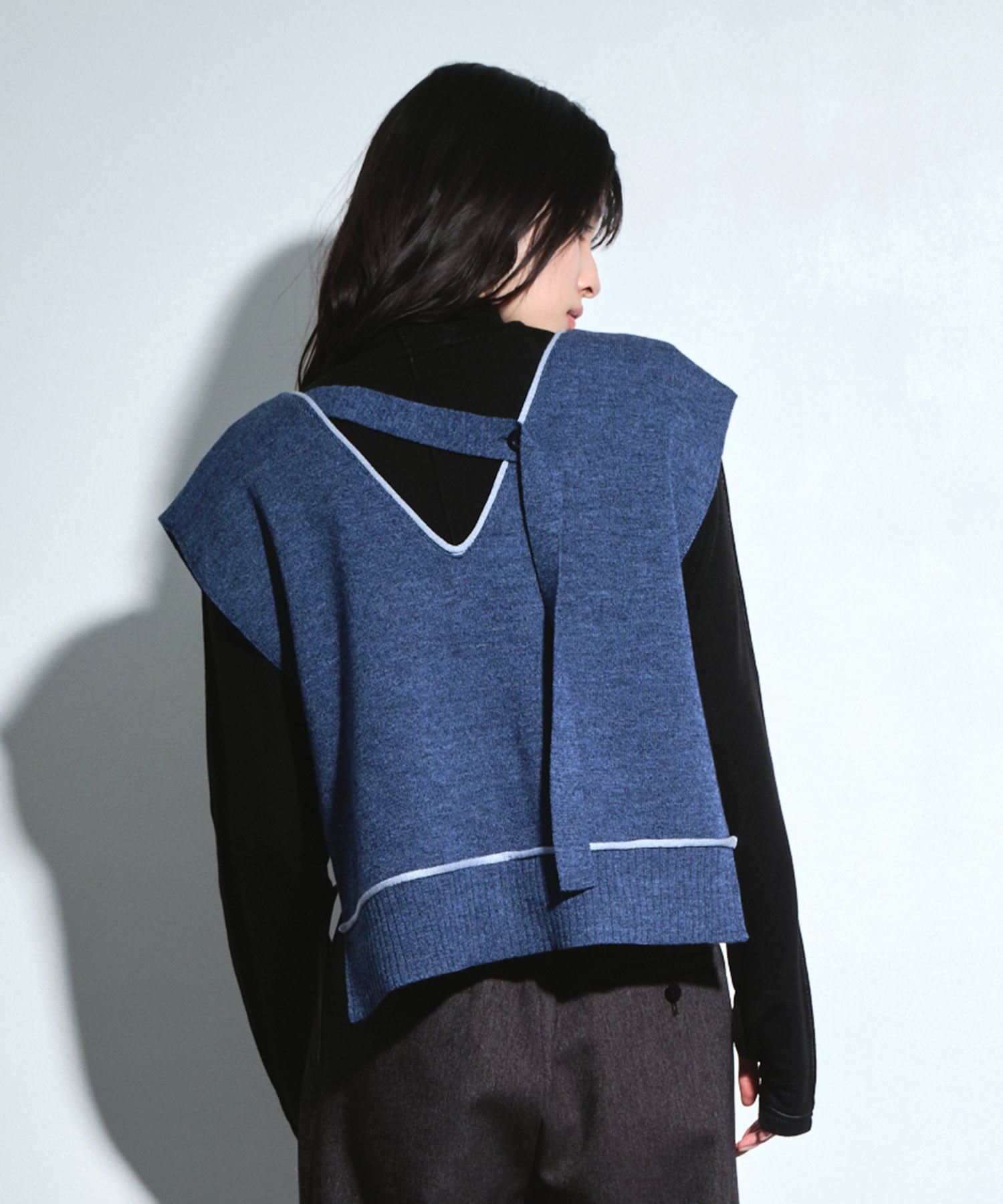 バックロングラインニットベスト