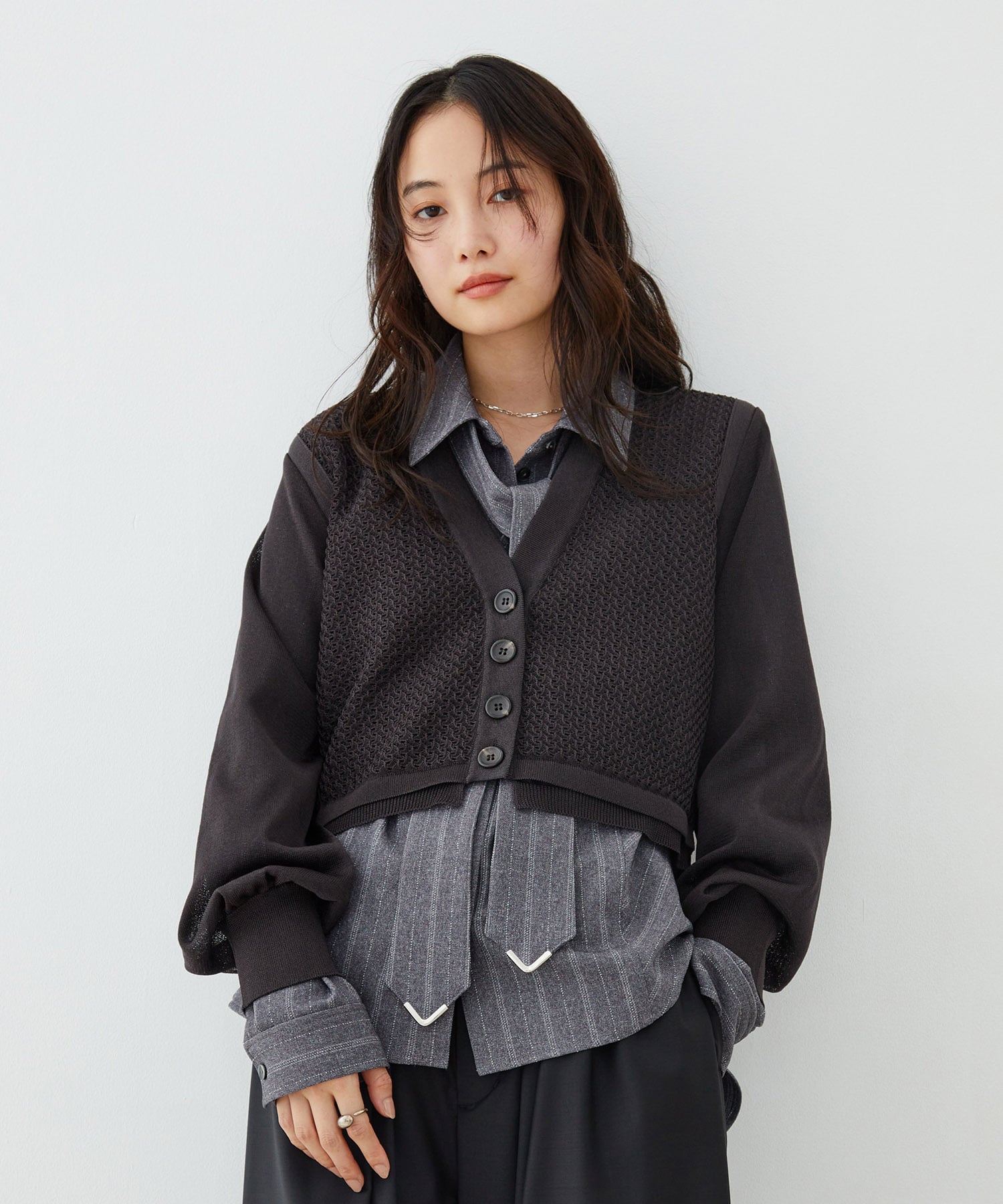 レースパターンカーディガン