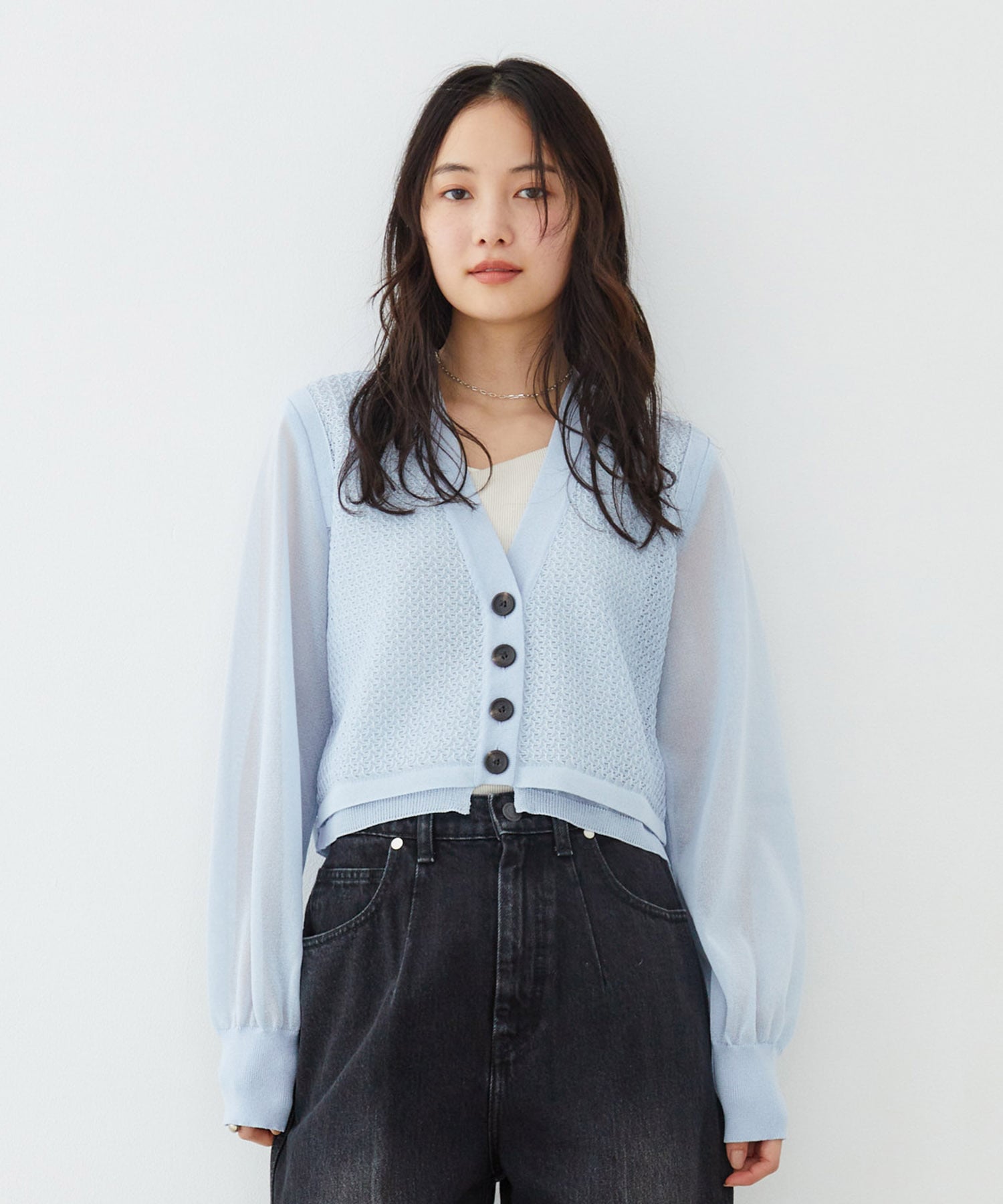 レースパターンカーディガン