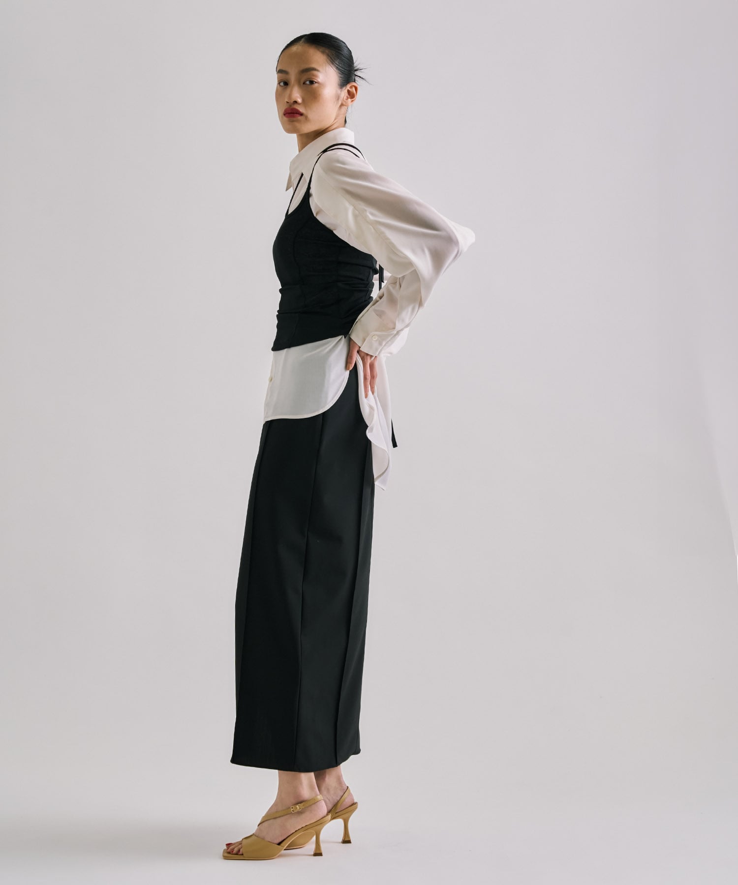 Cape Detail Sheer Over Shirt