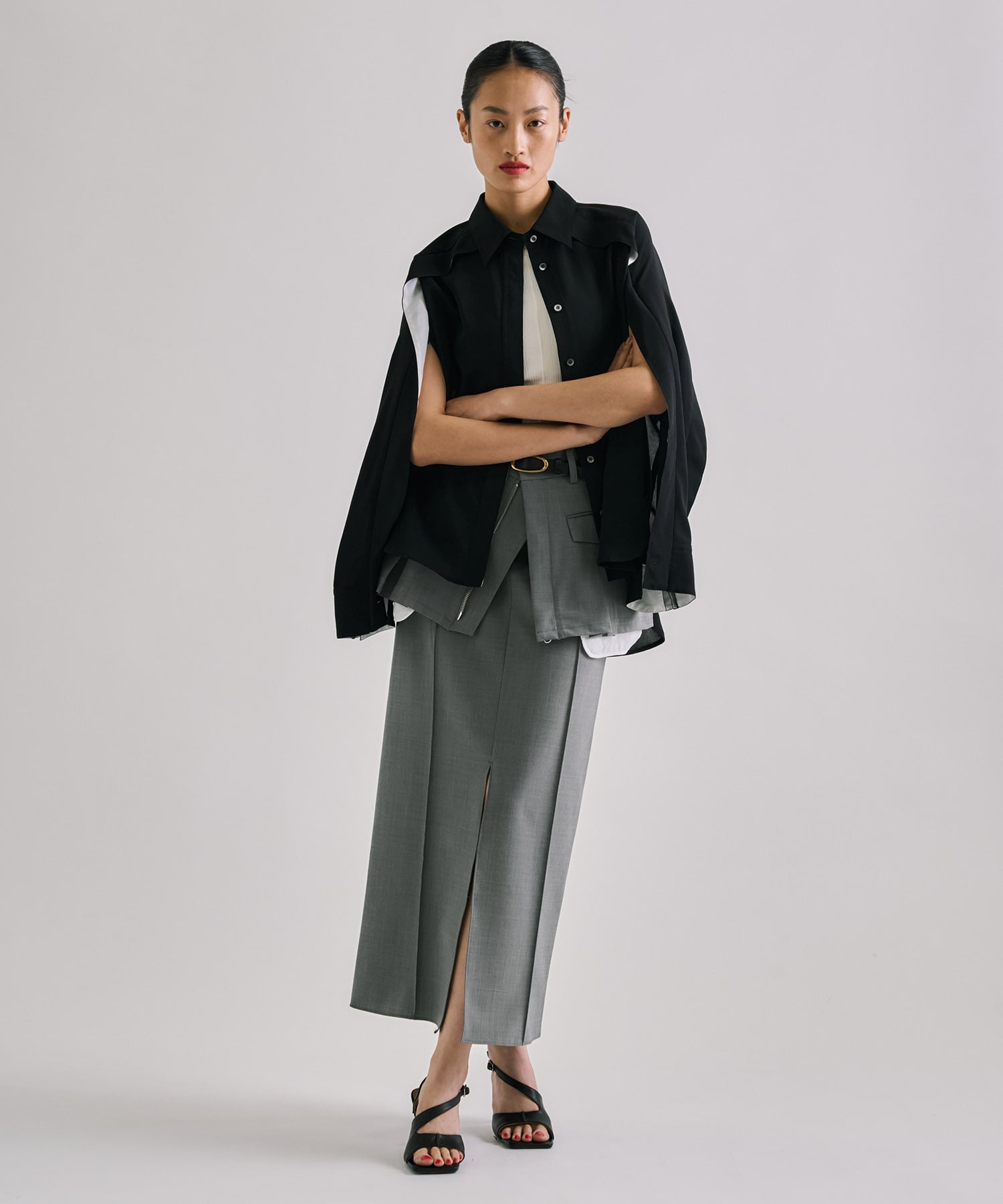 Cape Detail Sheer Over Shirt