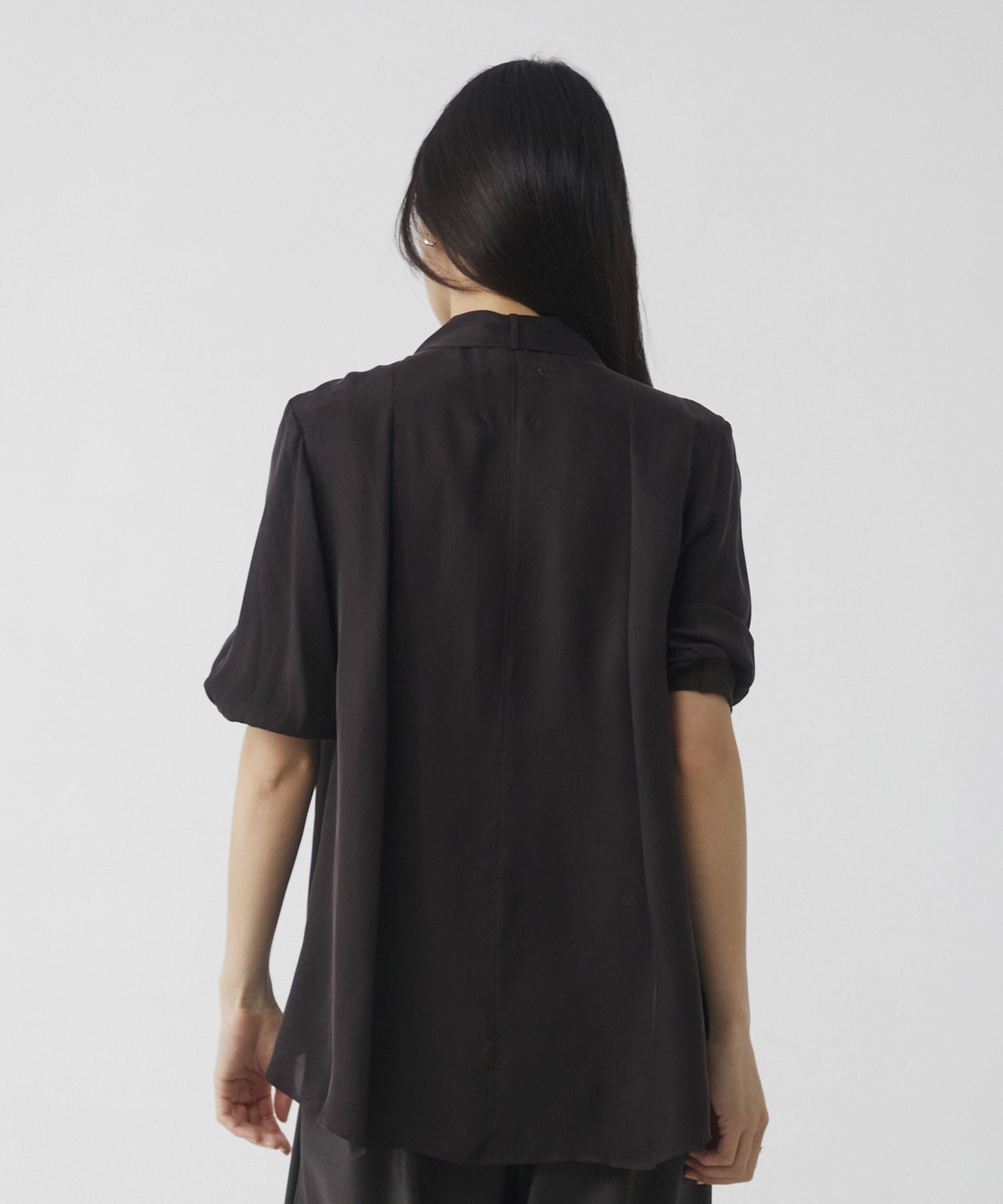 キュプラタックハーフスリーブブラウス