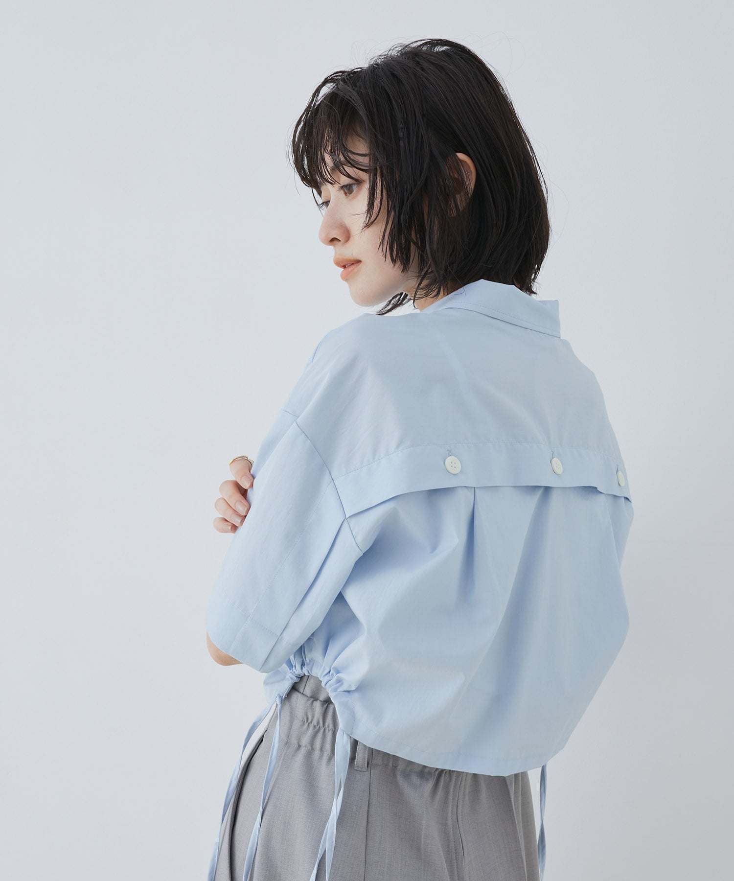オープンヨークショートシャツ