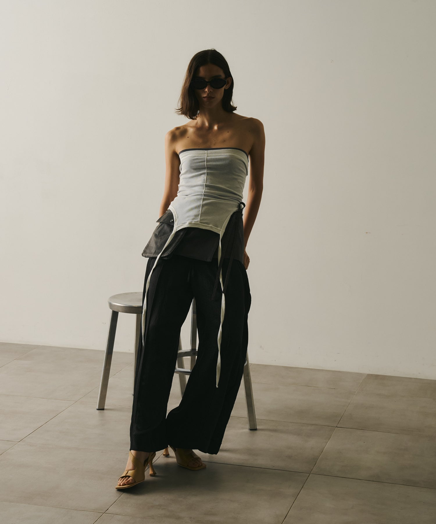 Vintage Leather Belted Satin Pants
