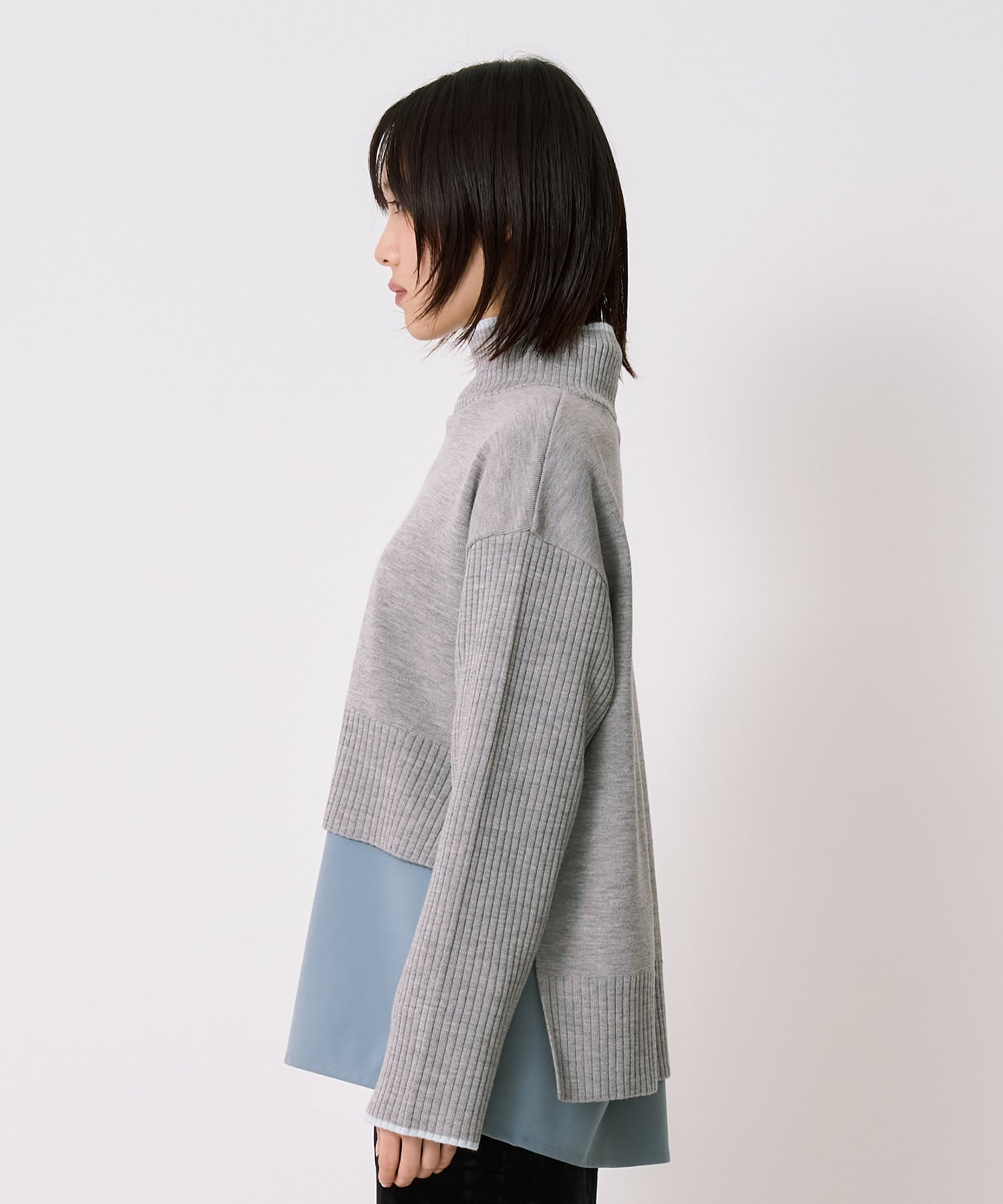 Wool100-ウォッシャブルタートルネックニット