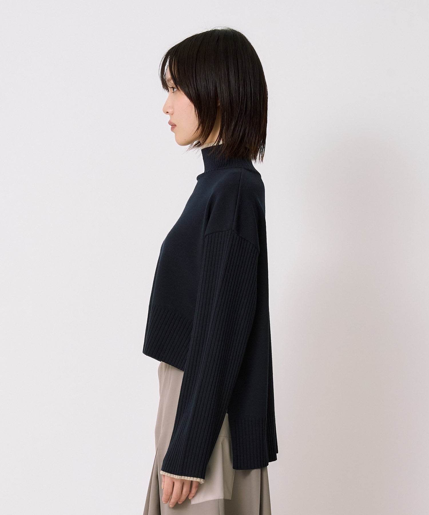 Wool100-ウォッシャブルタートルネックニット