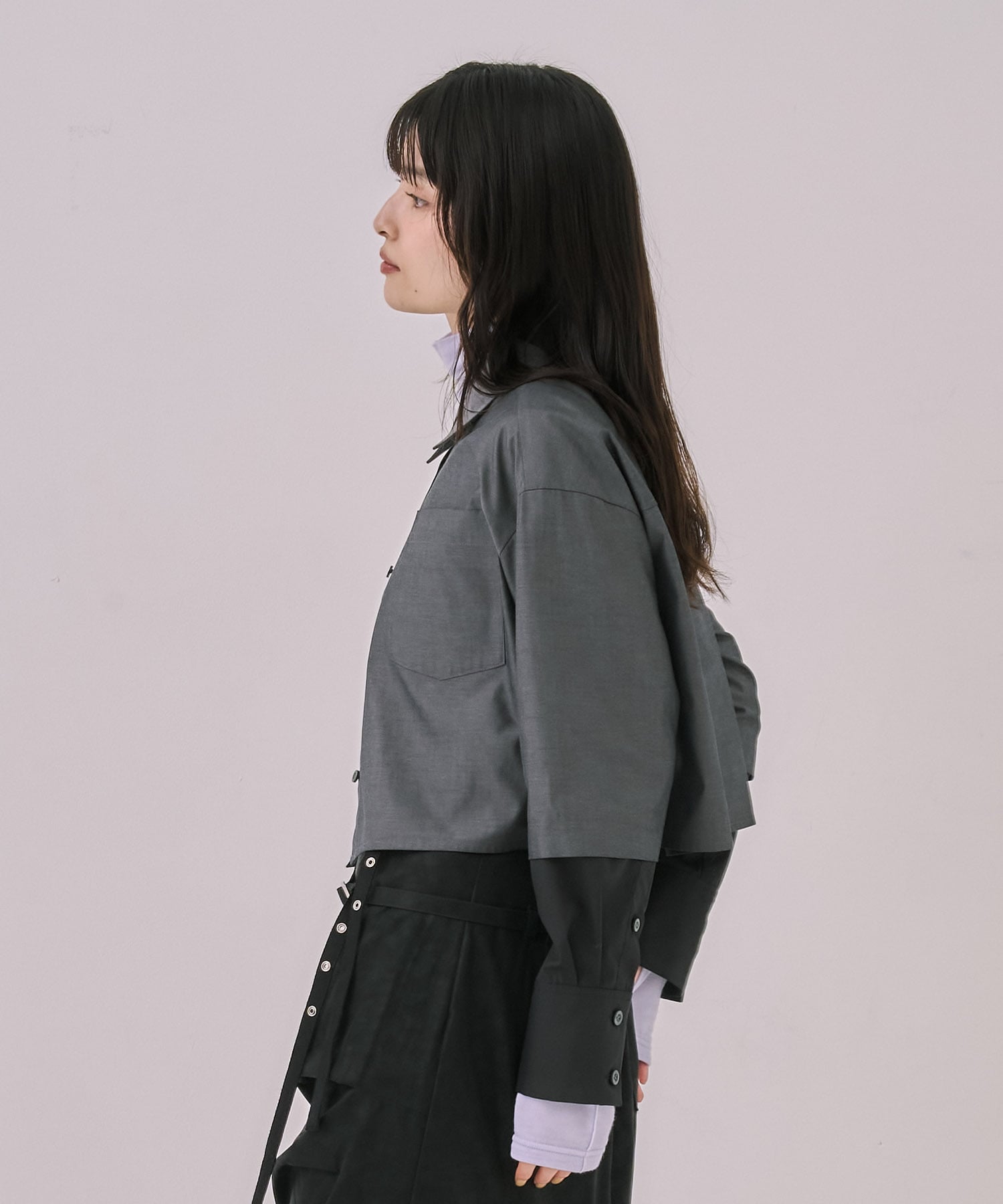 バイカラースリーブショートシャツ