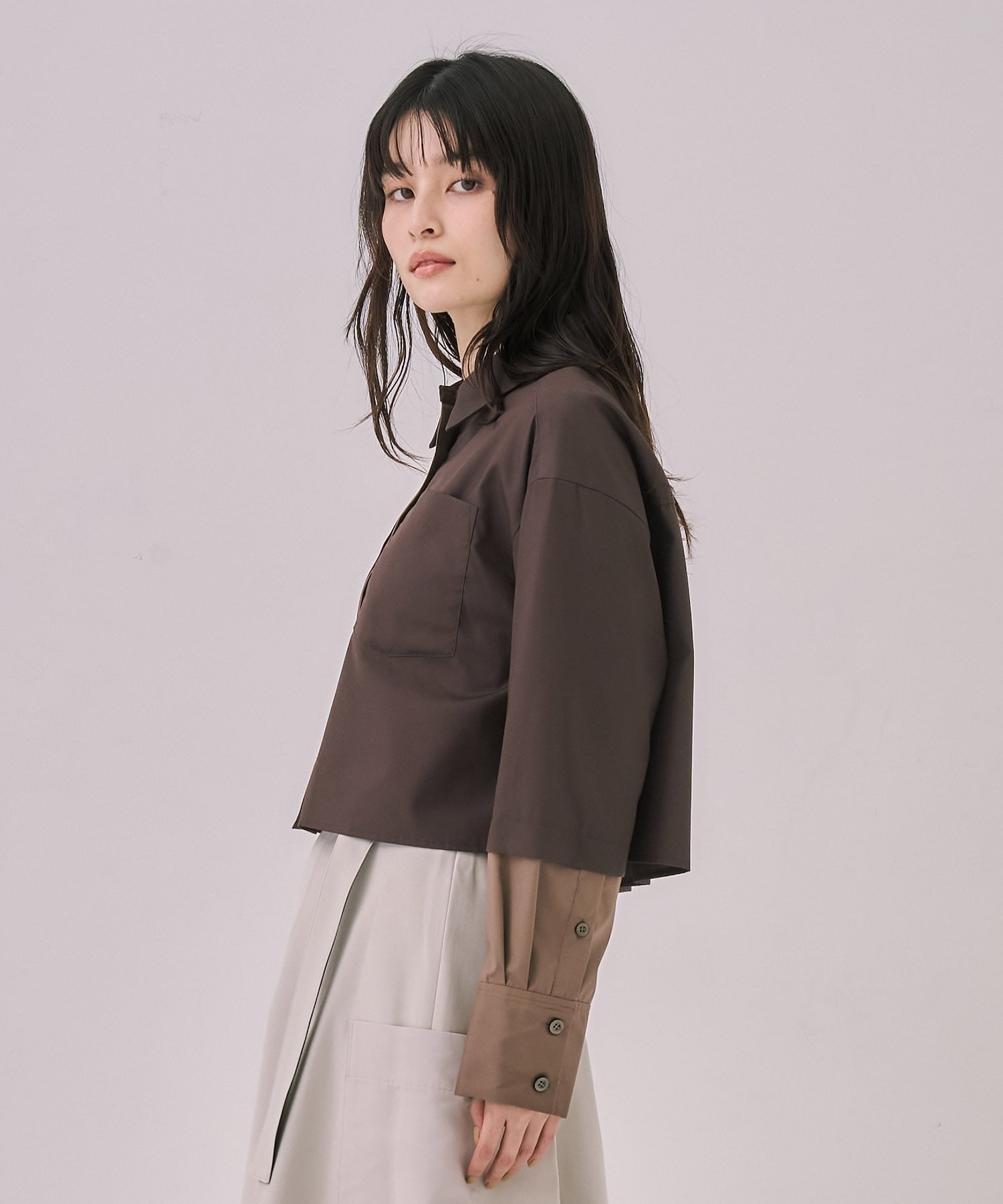 バイカラースリーブショートシャツ