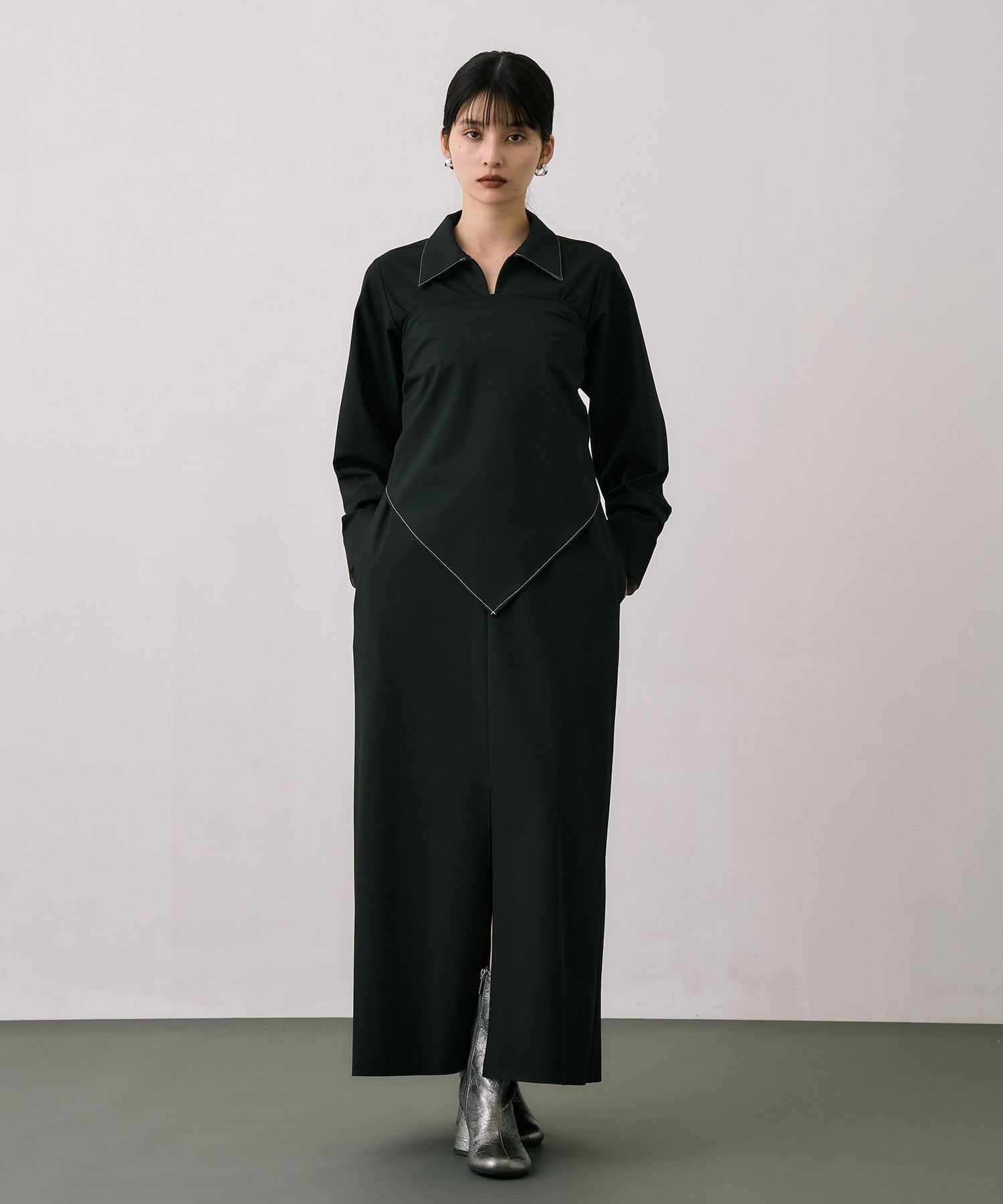 Scarf Wrapped Shirt Dress