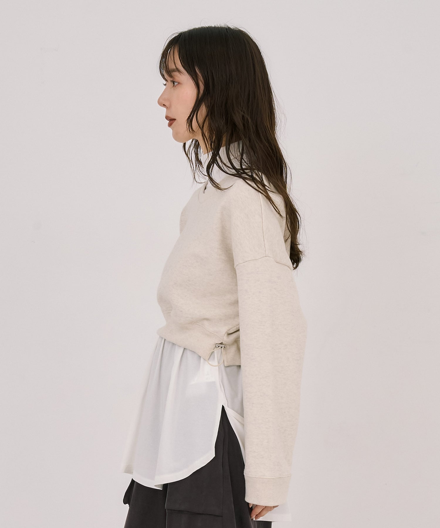 レイヤードスウェットプルオーバー