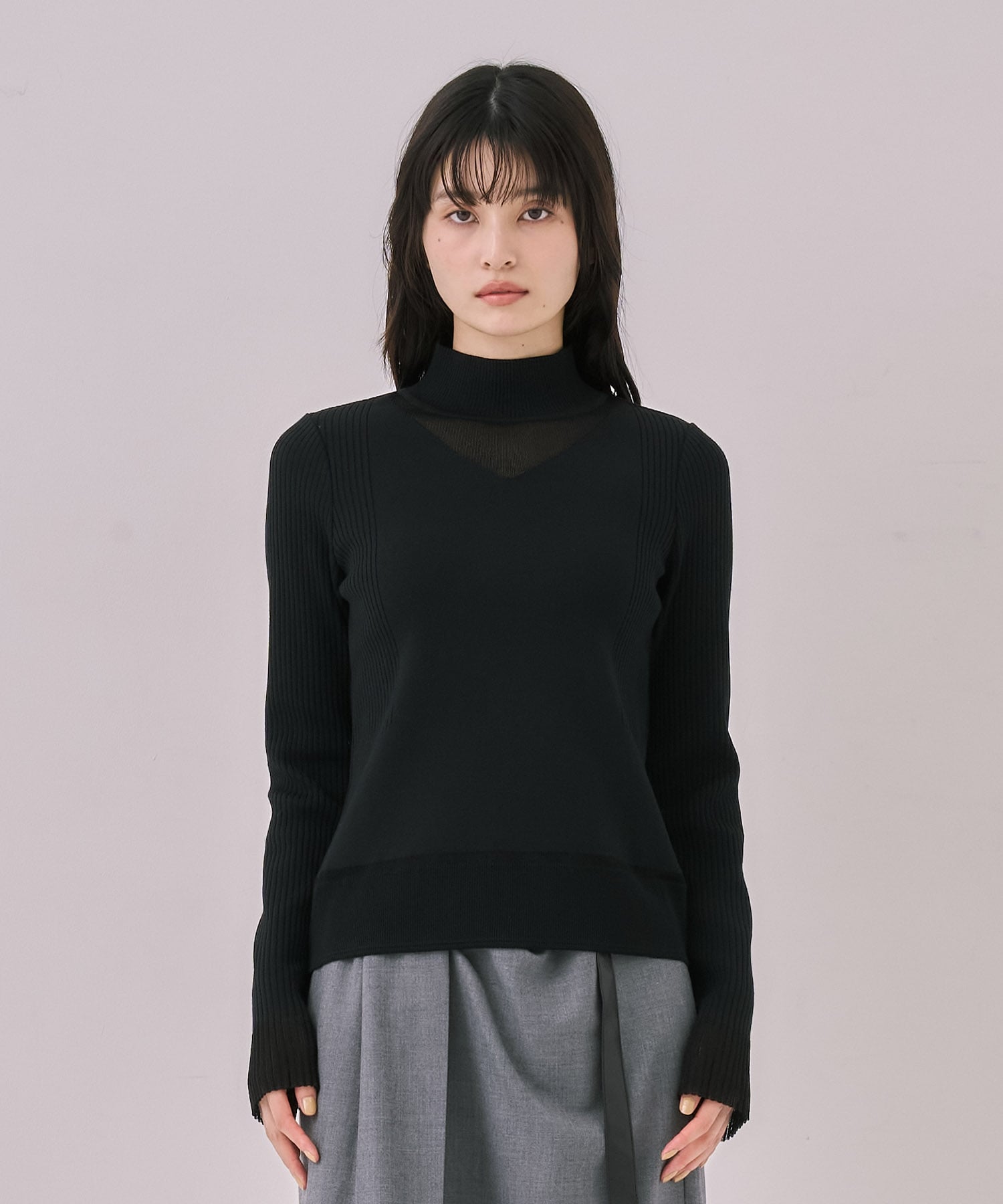 クリアコンビVネックニットプルオーバー