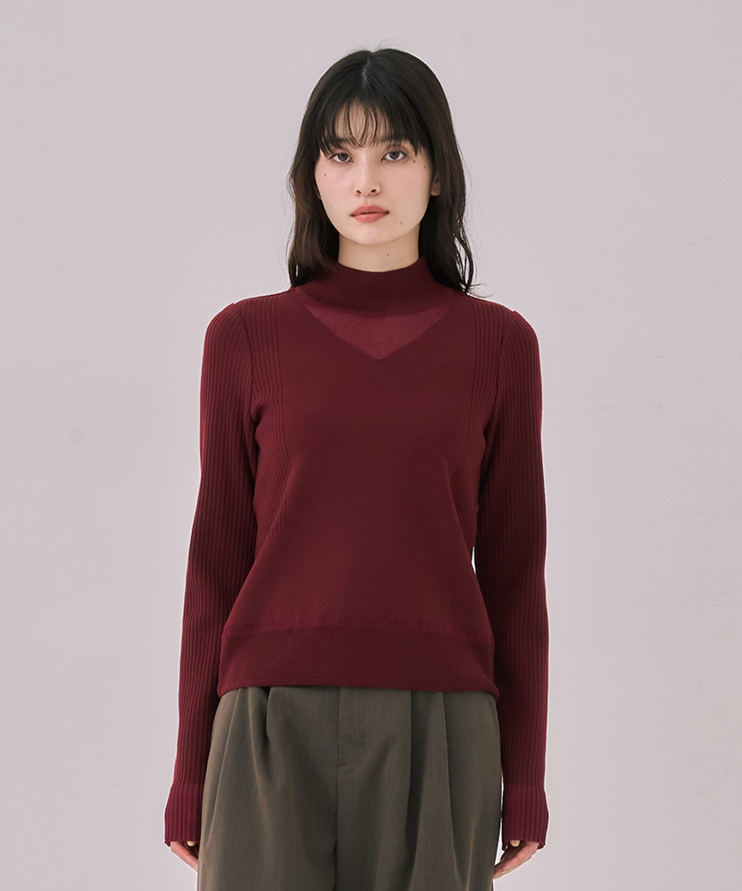 クリアコンビVネックニットプルオーバー