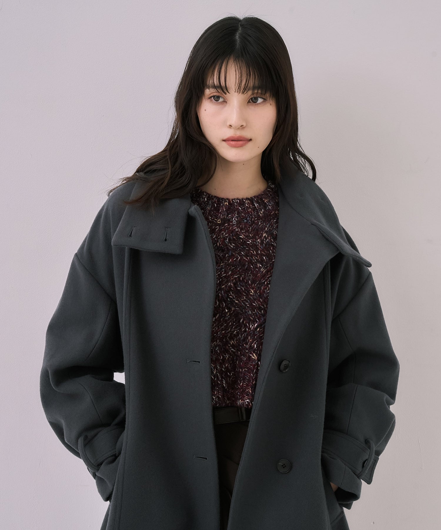 〈残りわずか〉スタンドカラーロングコート