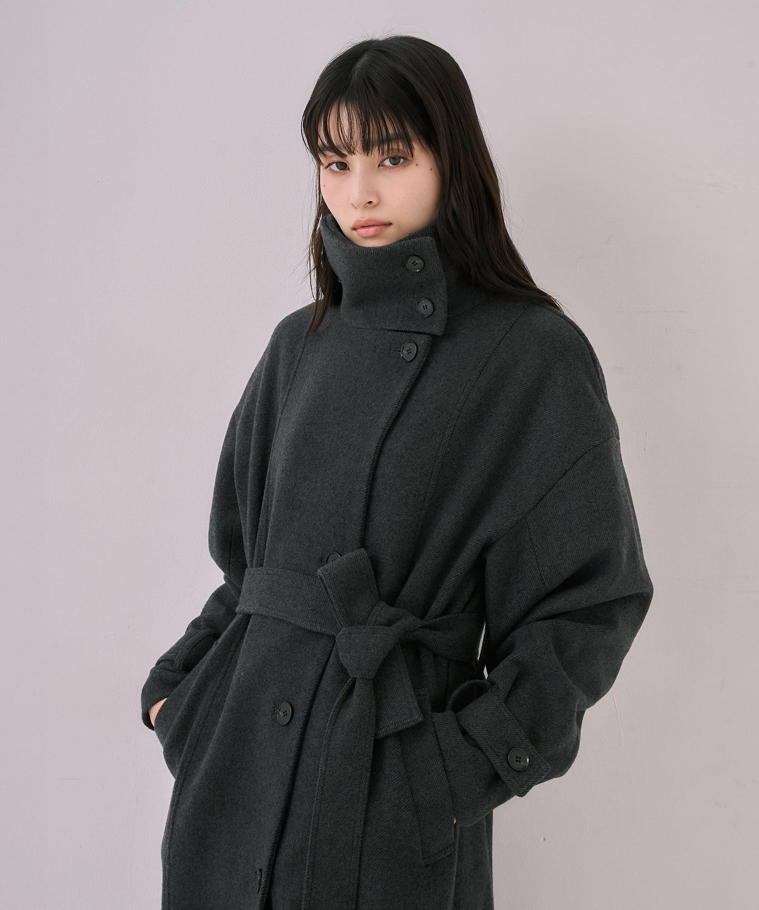 〈再入荷〉スタンドカラーロングコート