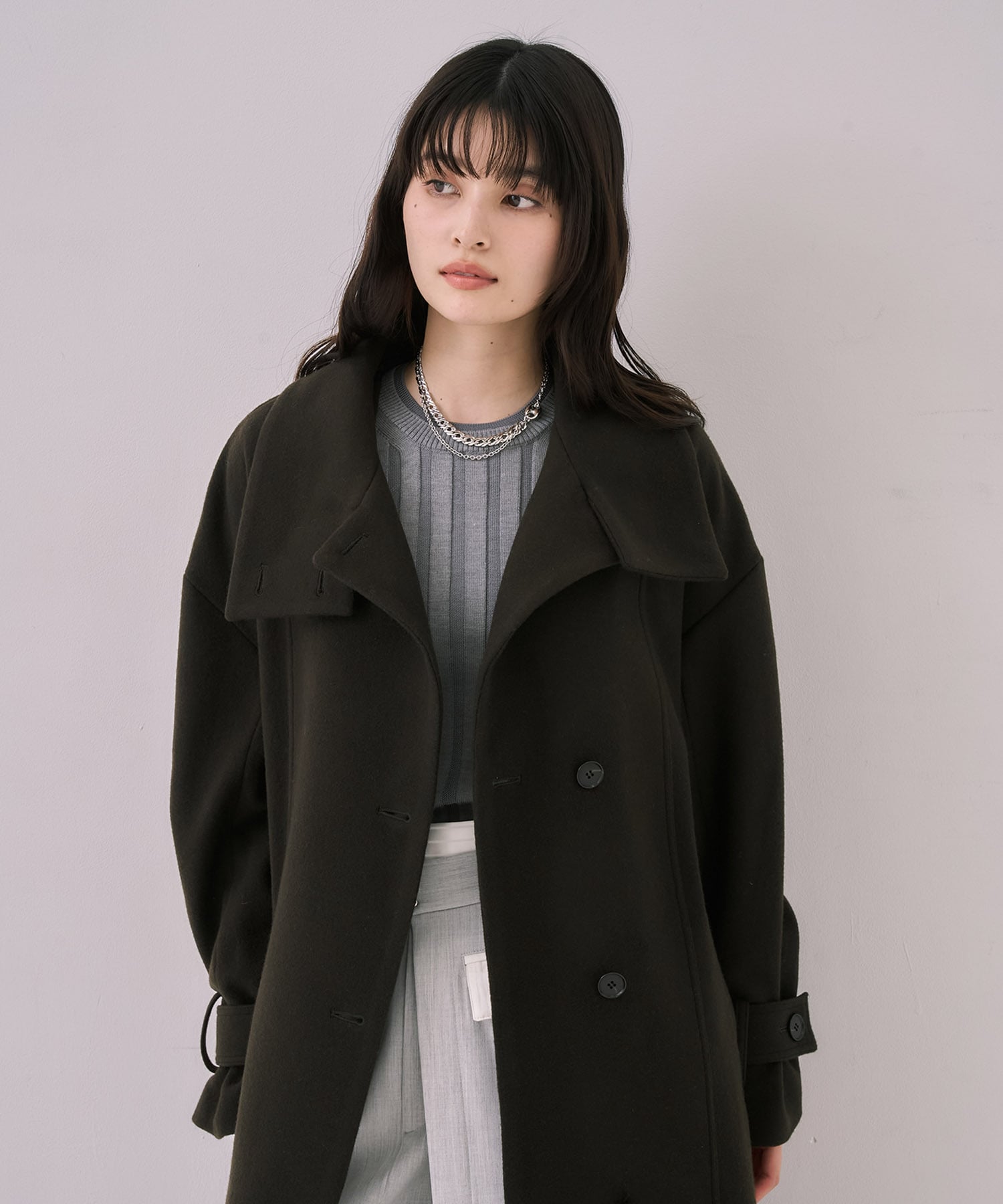 〈再入荷〉スタンドカラーロングコート