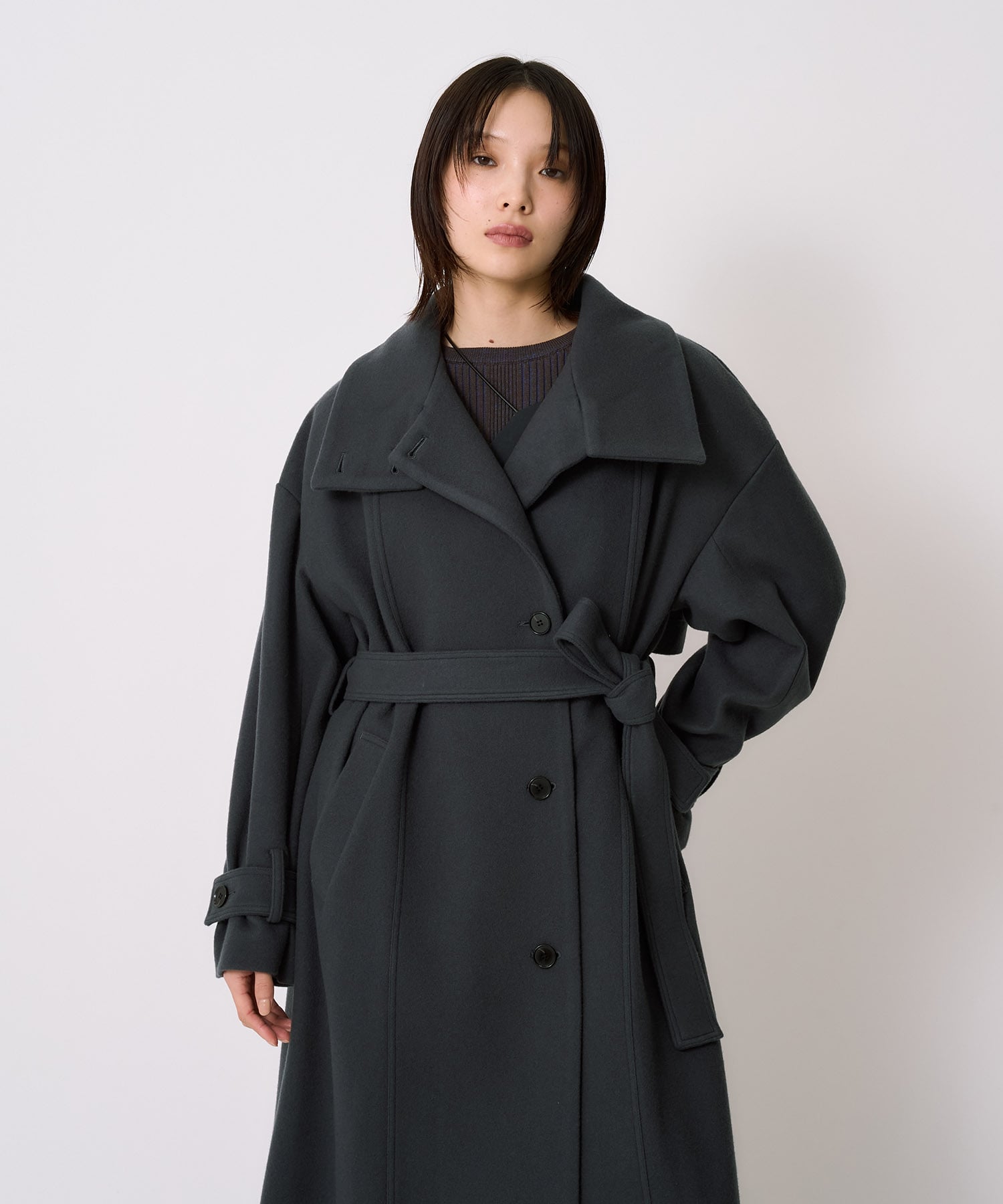 【WEB先行発売】スタンドカラーロングコート