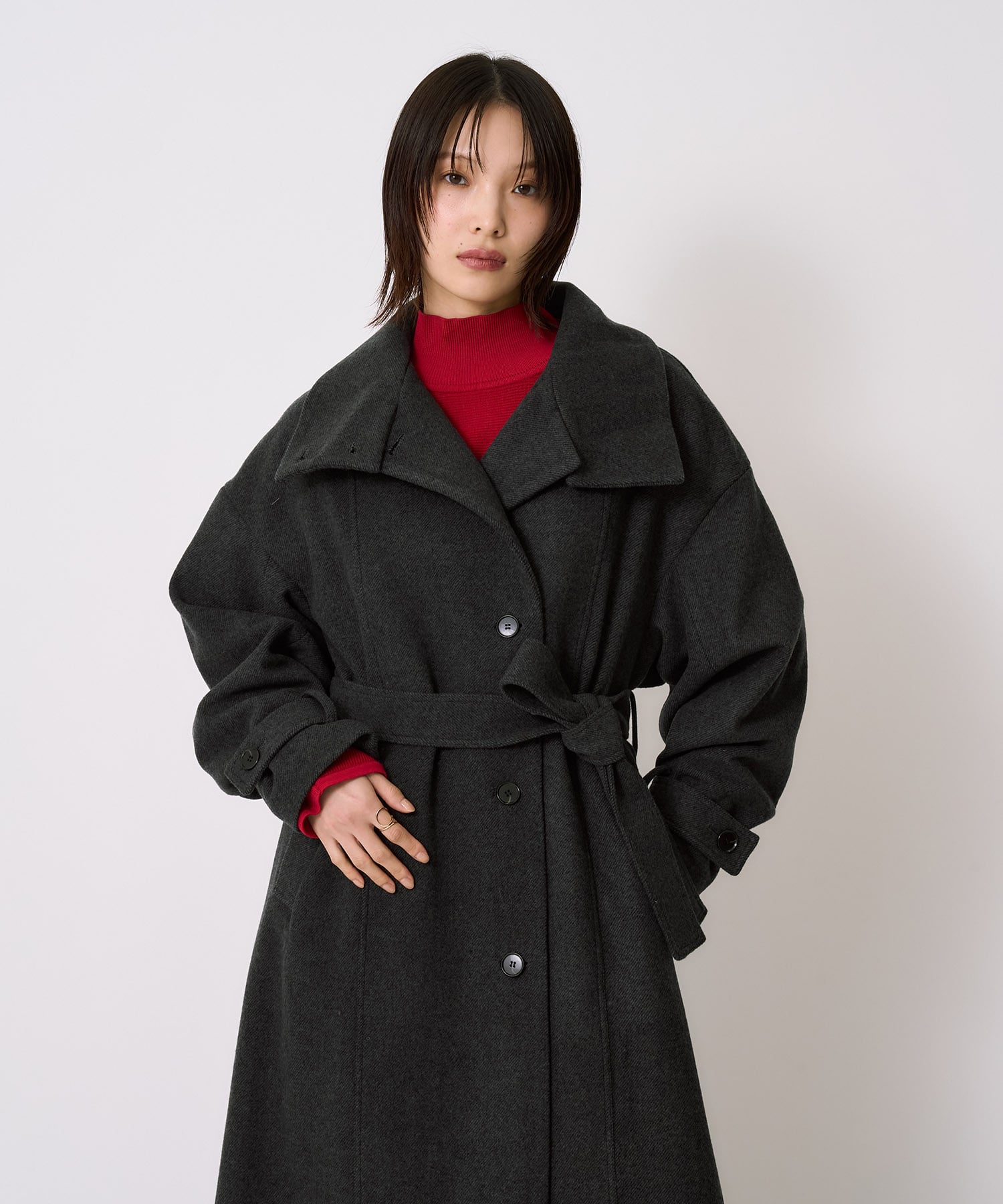 【WEB先行発売】スタンドカラーロングコート