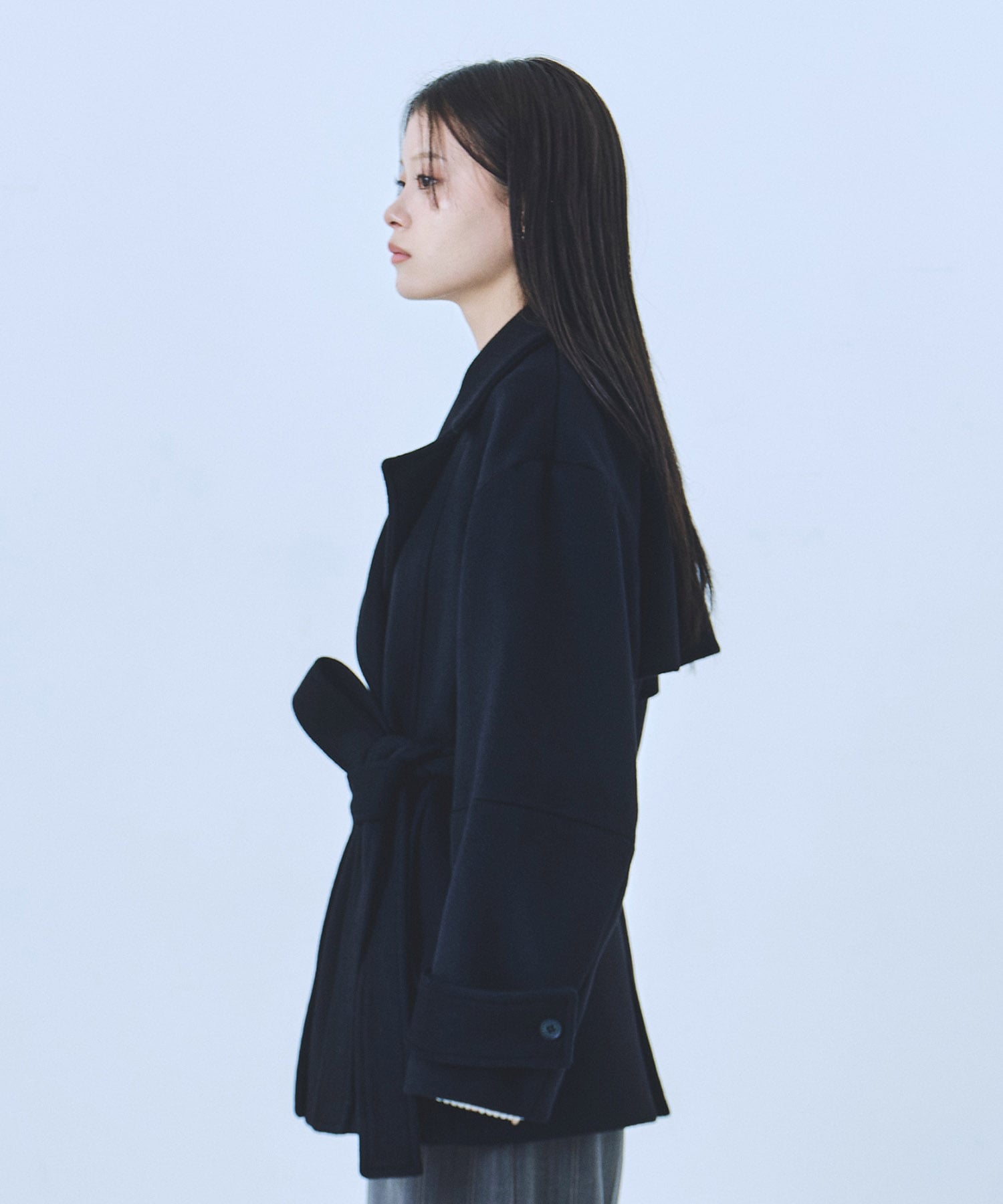 SUPER140ラペルショートコート
