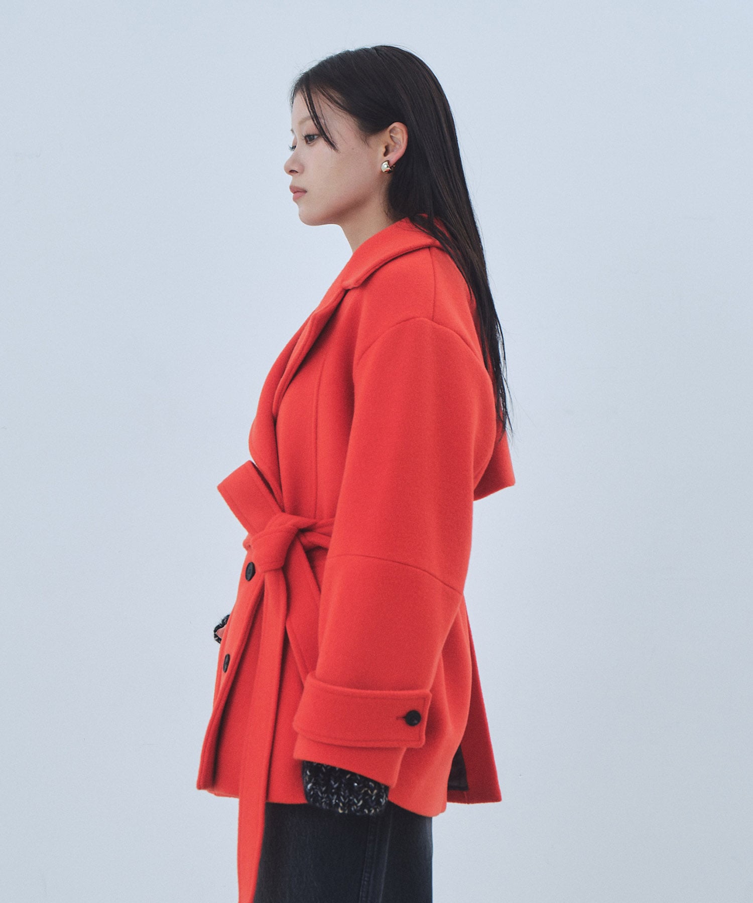 SUPER140ラペルショートコート