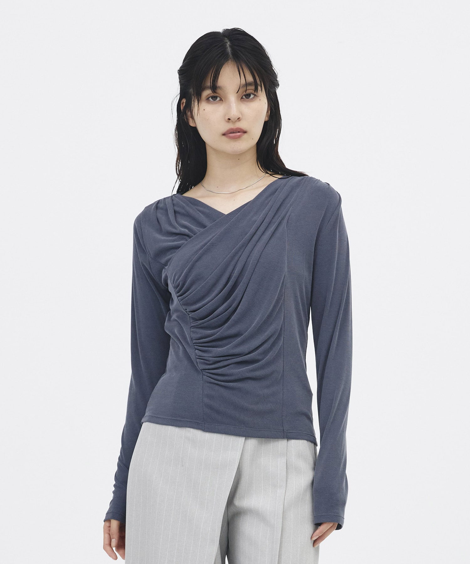 アシメドレープトップス