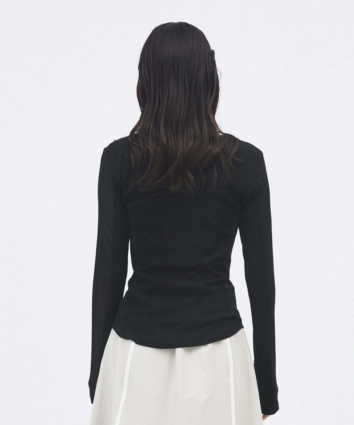 シアーストライプカットコンビプルオーバー