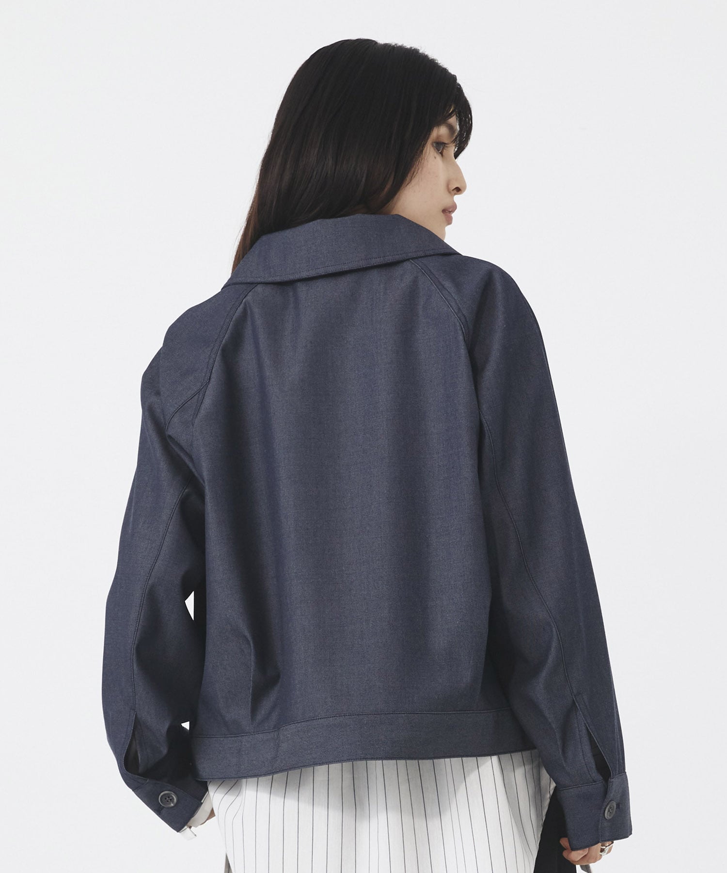 ウールデニムスタンドカラーブルゾン