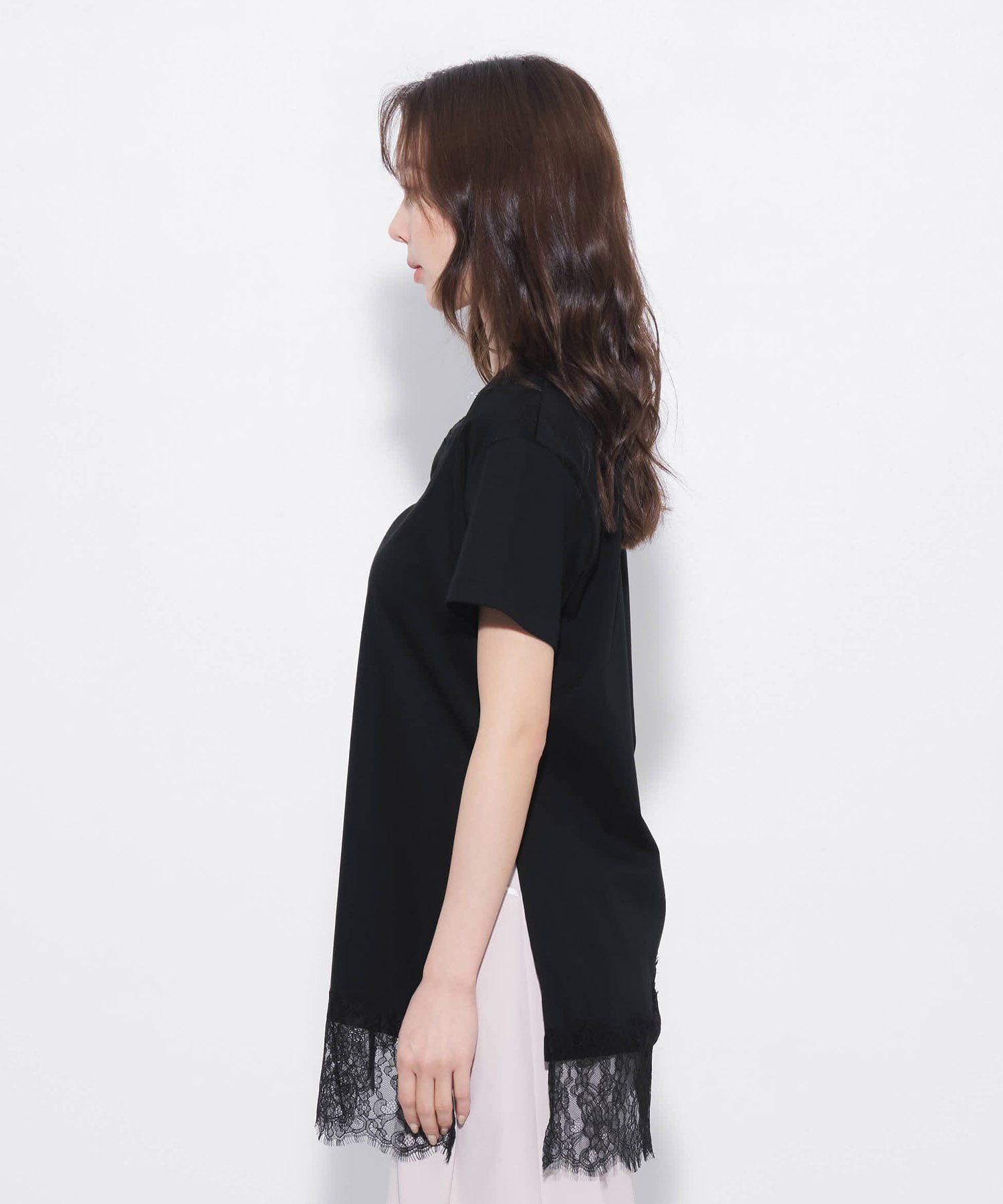レースヘムレイヤードTEE