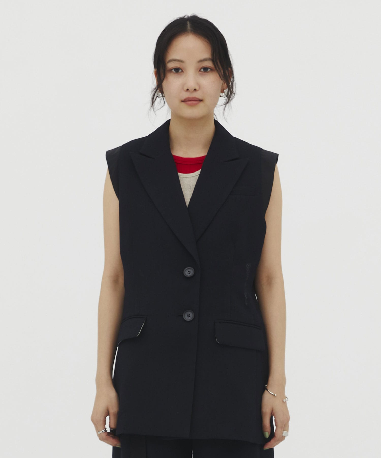 ショルダーポイントメッシュジレ