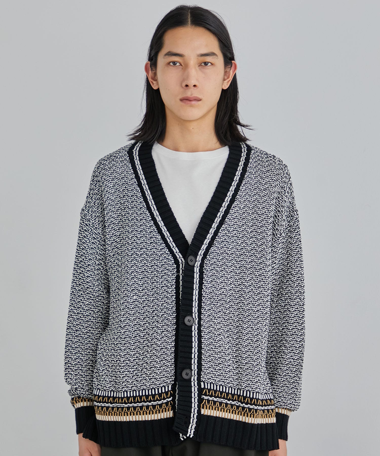 5GGミックスカラーステッチカーディガン