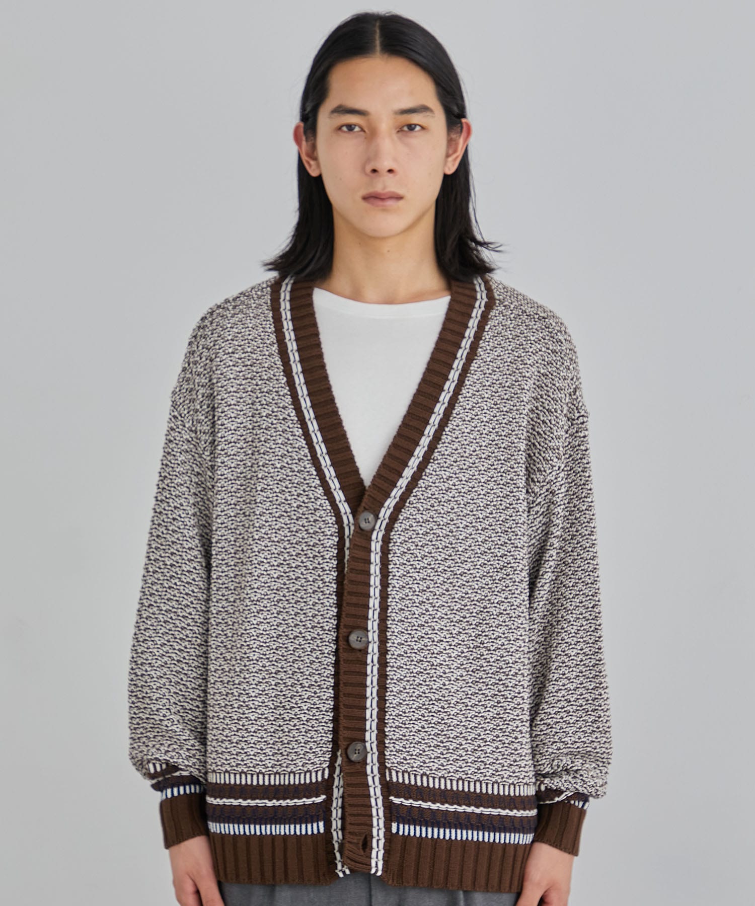 〈残りわずか〉5GGミックスカラーステッチカーディガン