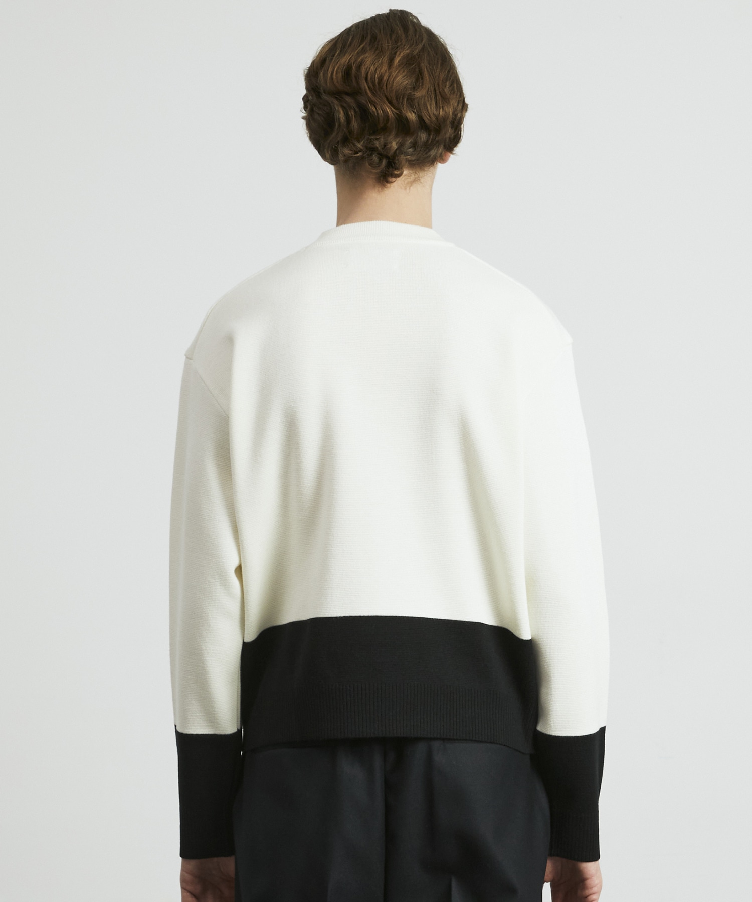 ウォッシャブルウールコンフォート バイカラーニット