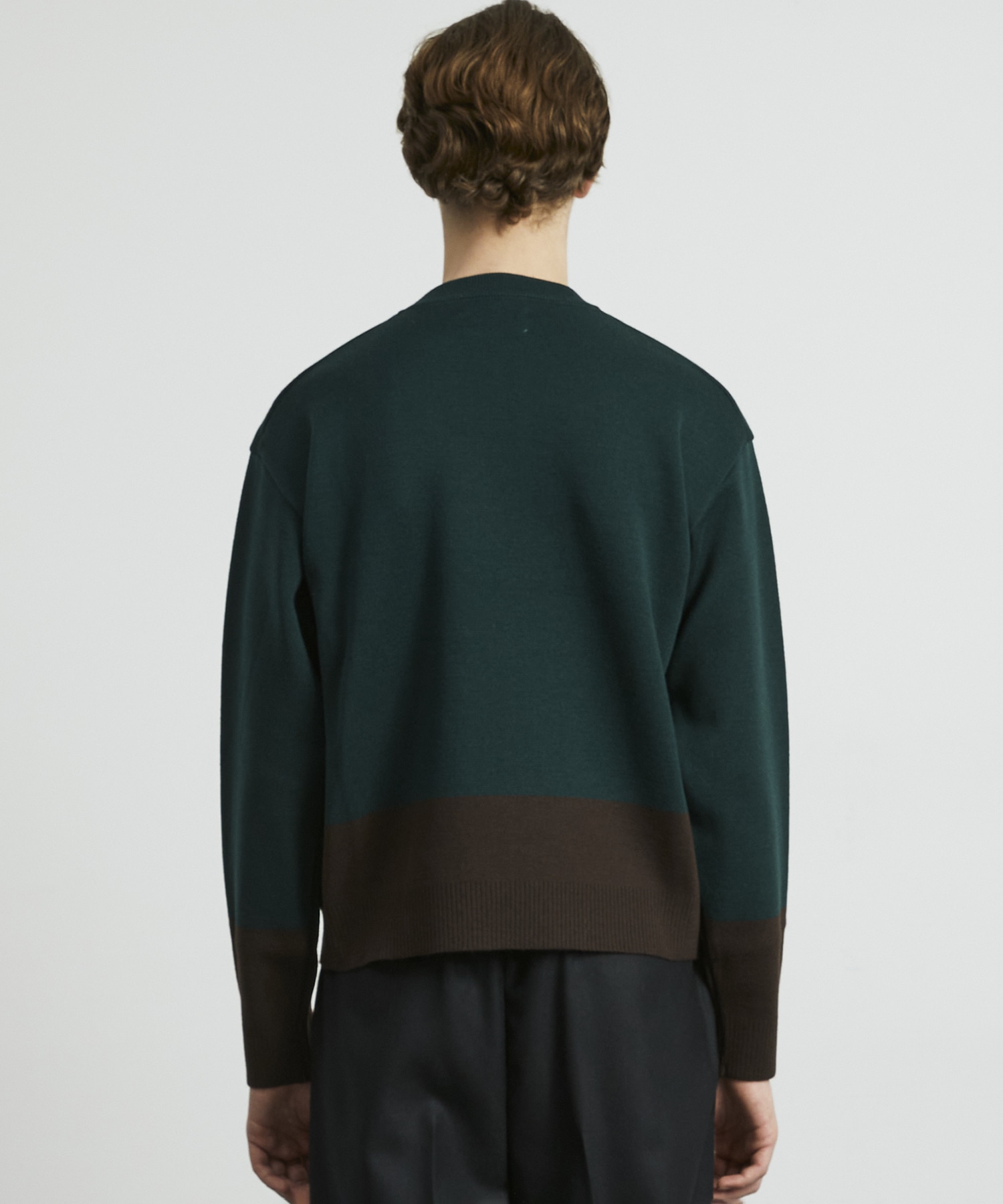 ウォッシャブルウールコンフォート バイカラーニット