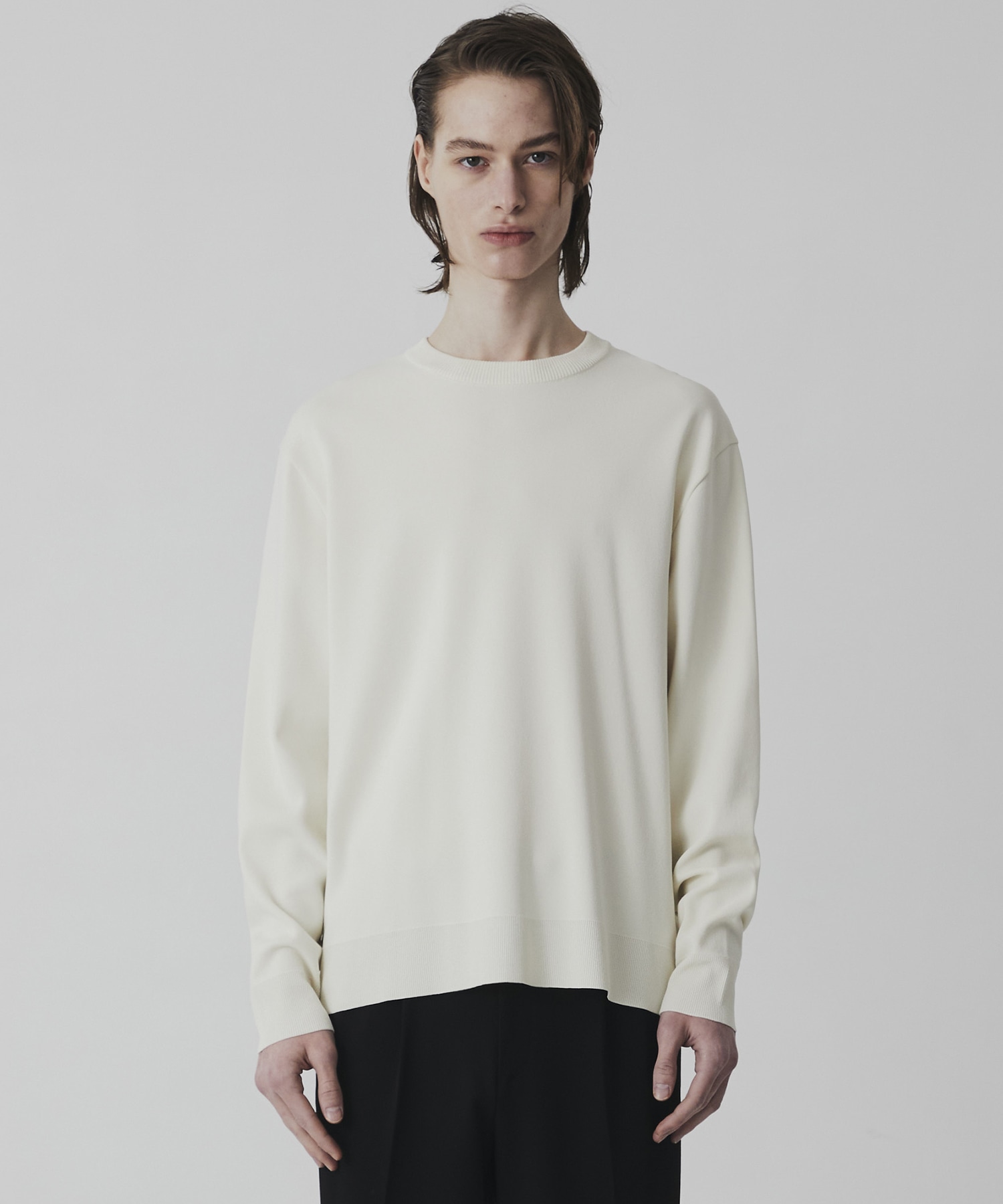 18G サーブルストレッチクルーネックニット