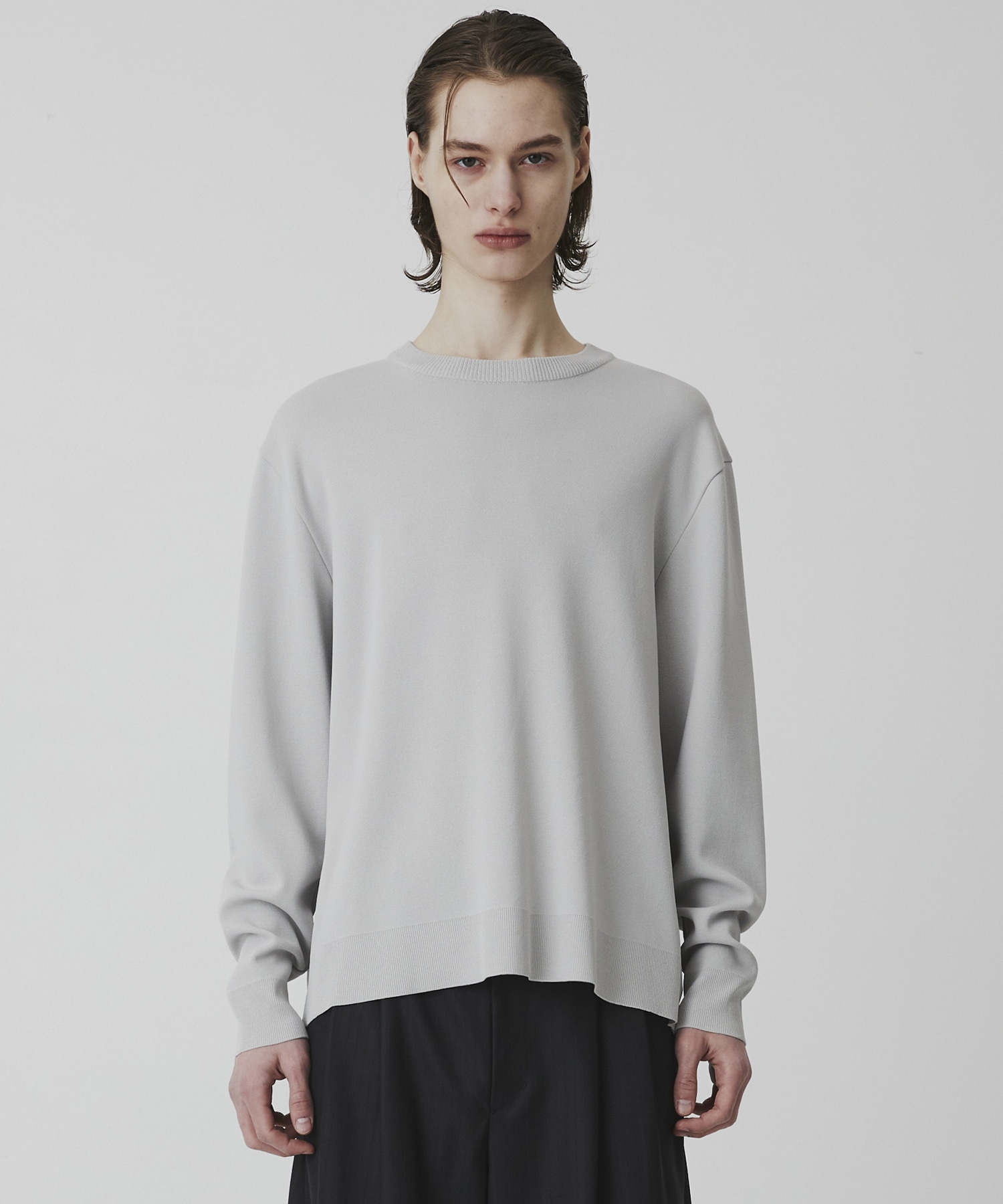 18G サーブルストレッチクルーネックニット