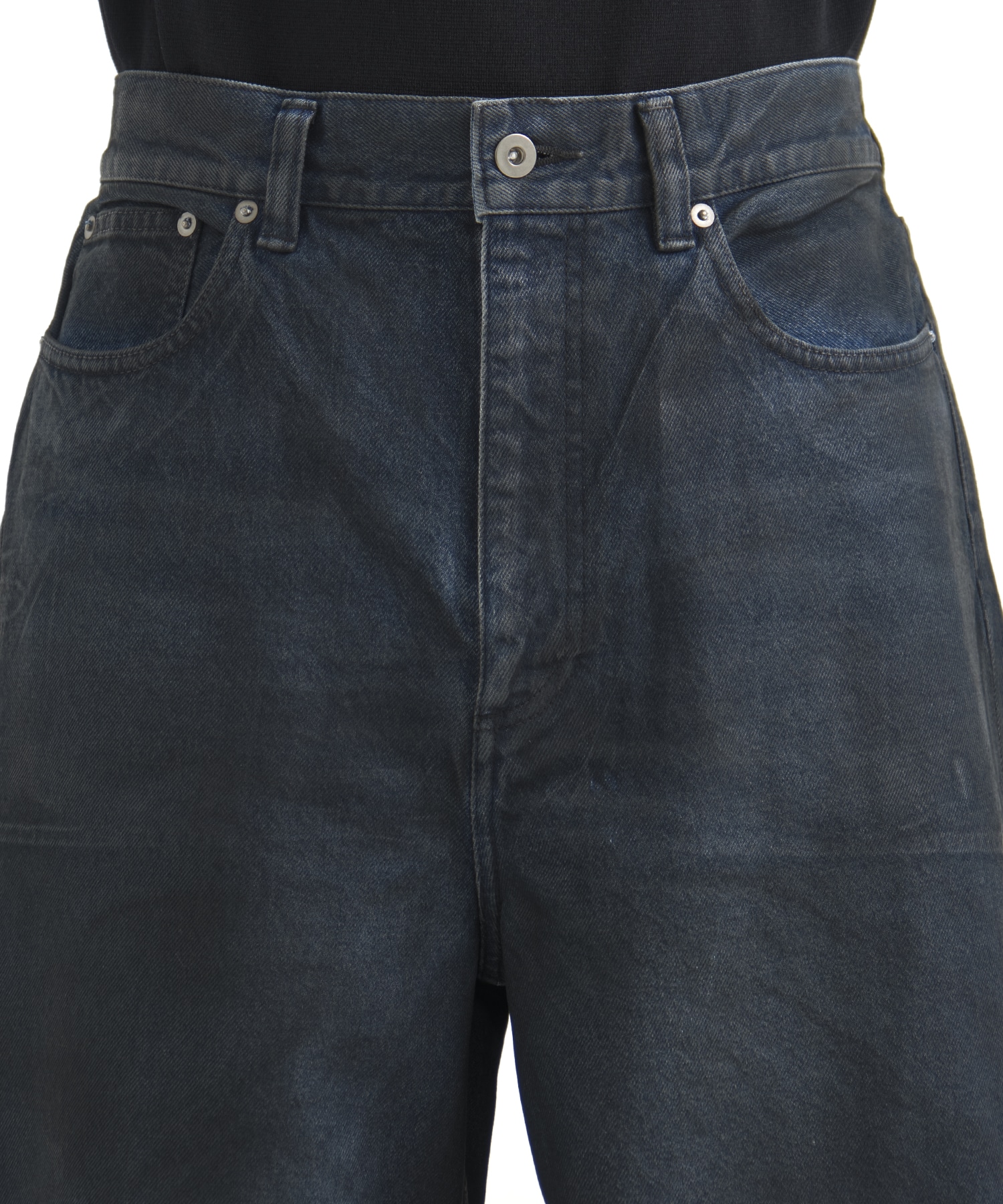 コーティングデニムバレルパンツ