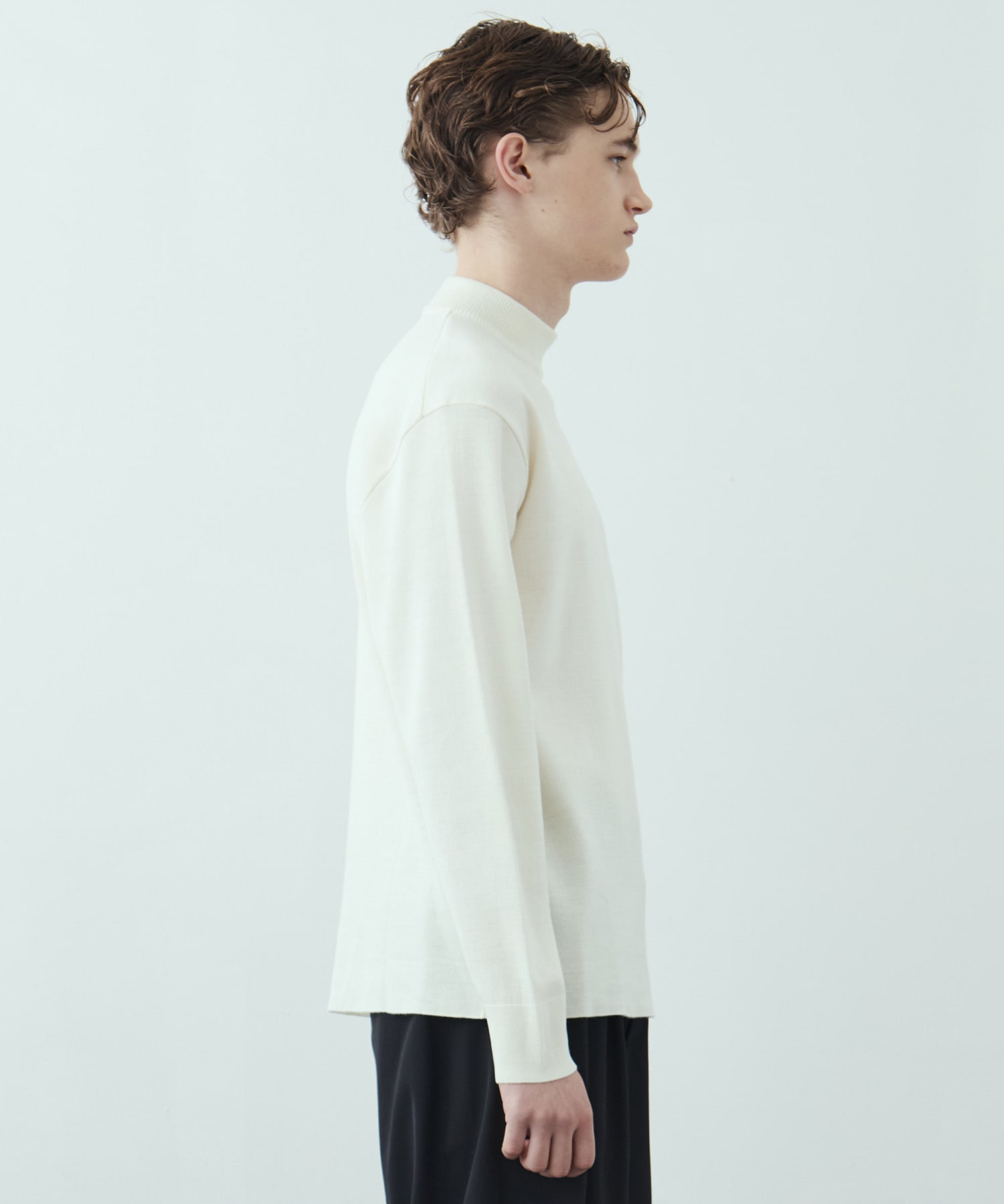 18Gウールミラノリブモックネックニット