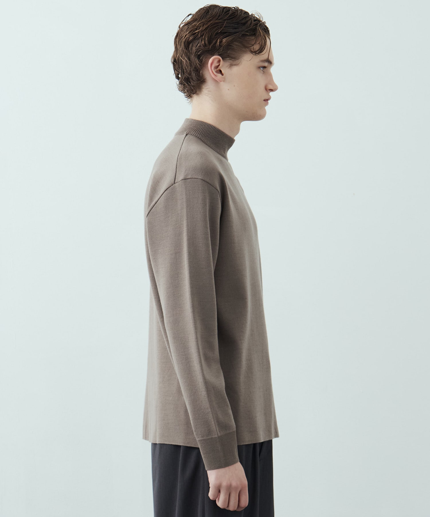 18Gウールミラノリブモックネックニット