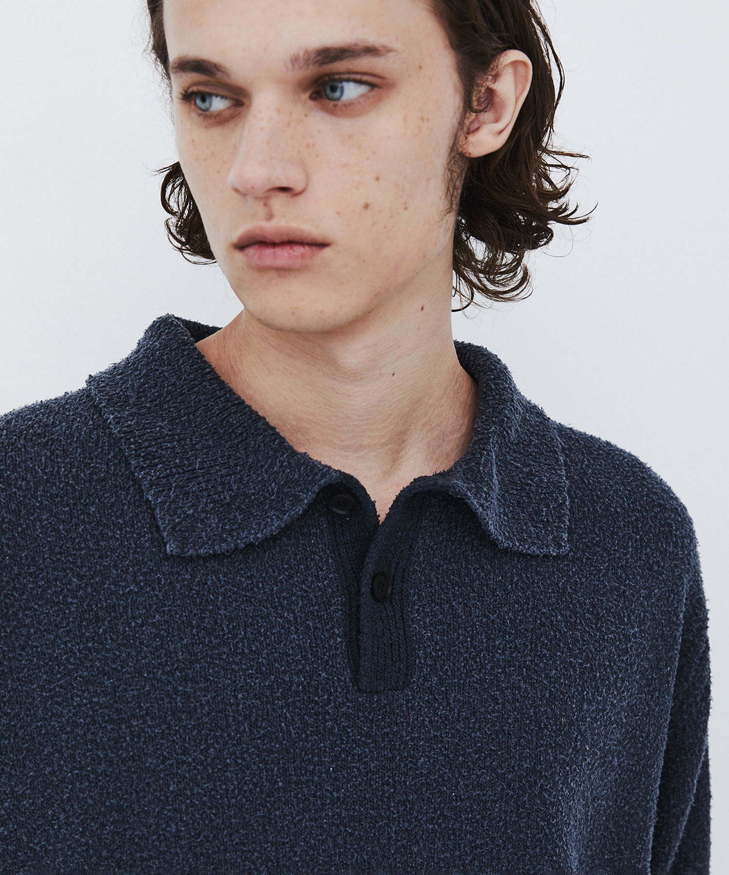 〈数量限定|各サイズ:残り1点〉7G SILK NEP TWEED POLO SHIRTS