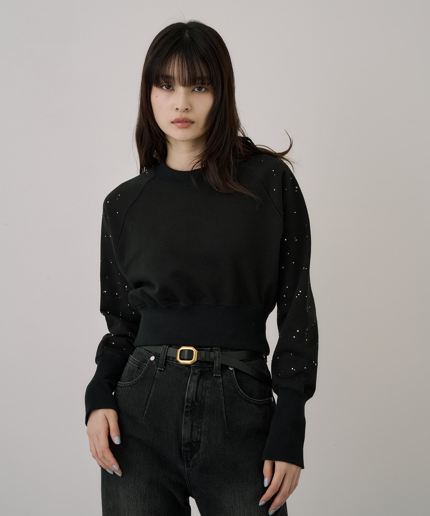 ラインストーンショートプルオーバー