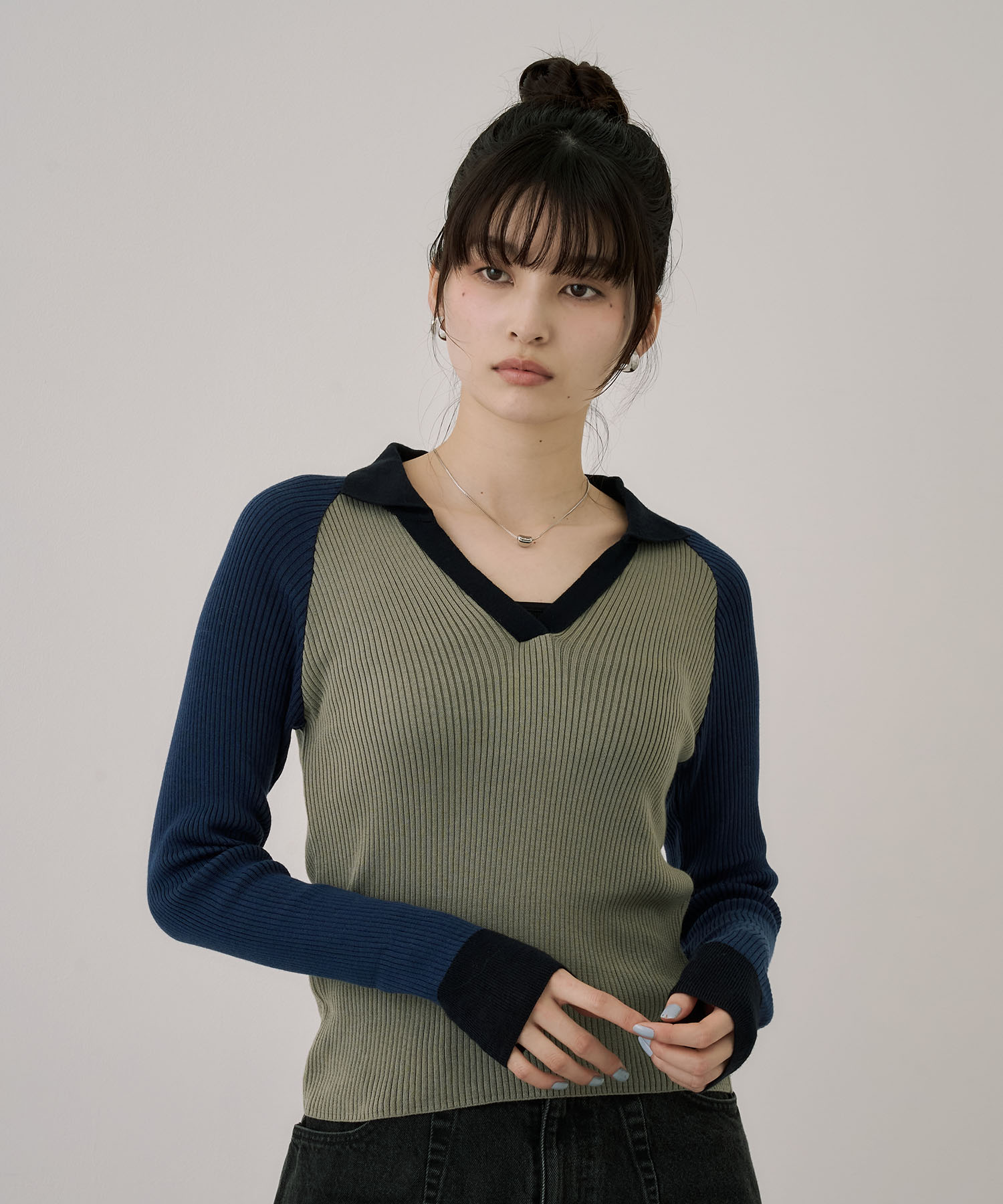 キュプラコットンニットポロ