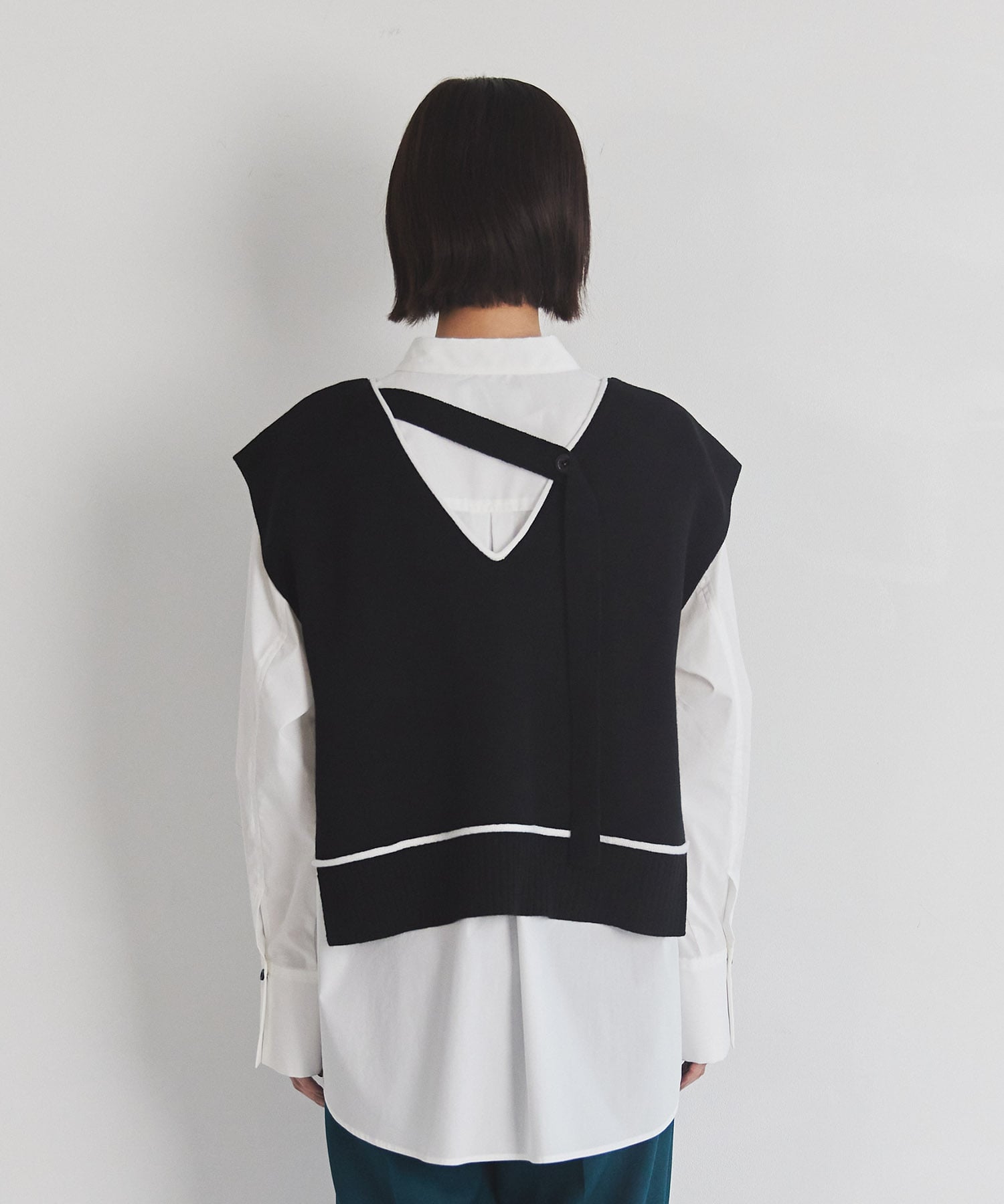 バックロングラインニットベスト(FREE BLACK): : ウィメンズ