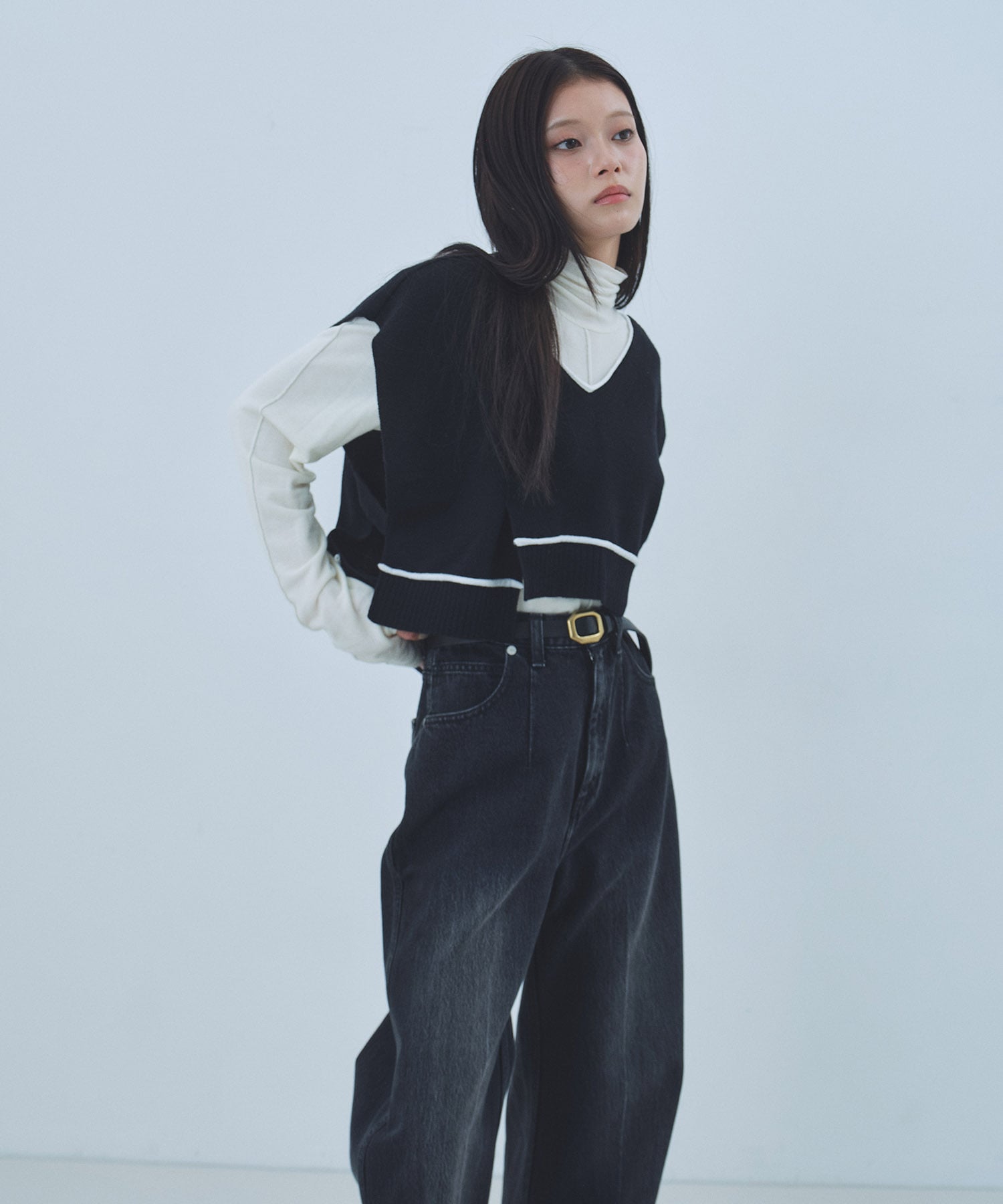 バックロングラインニットベスト