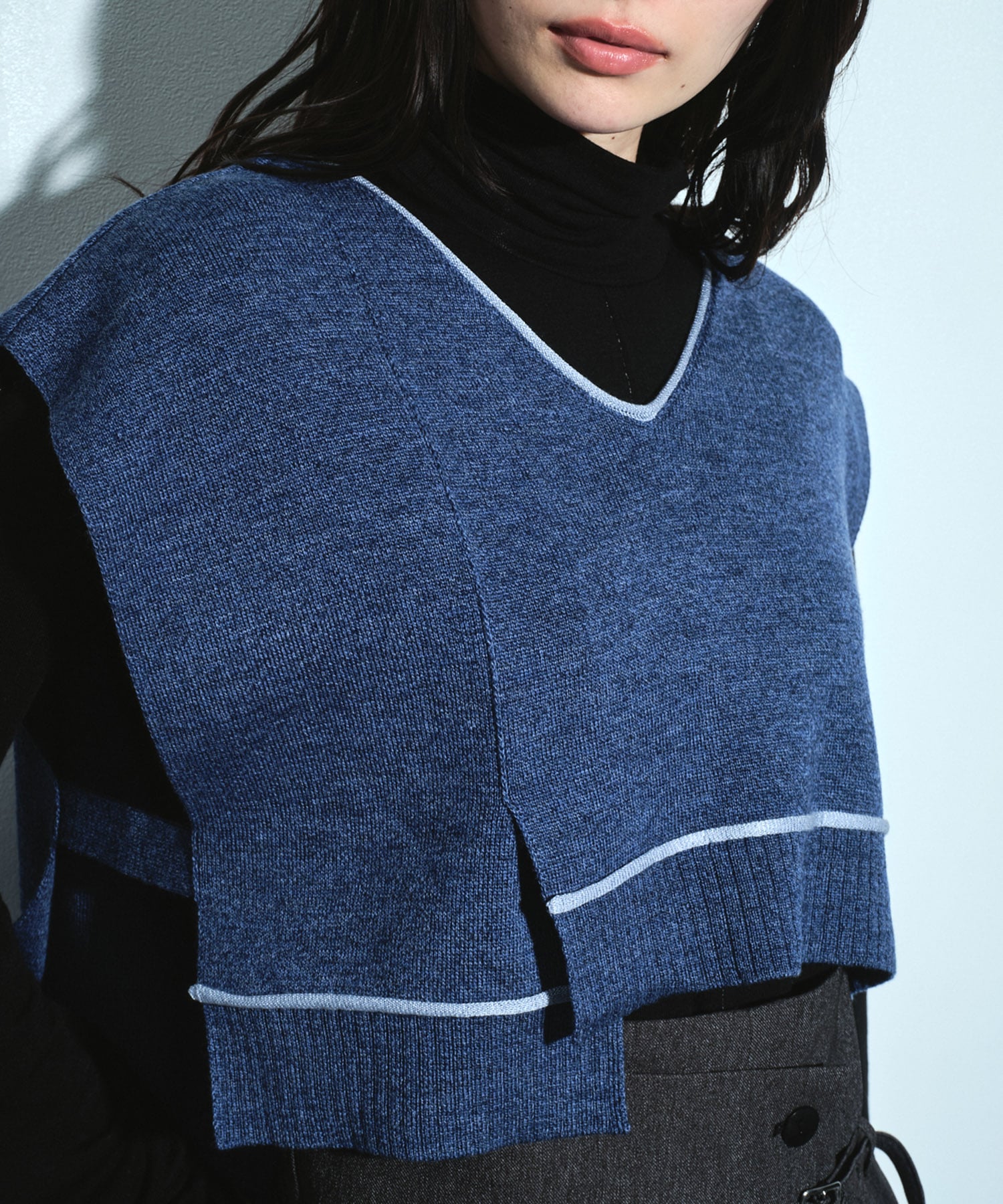 バックロングラインニットベスト