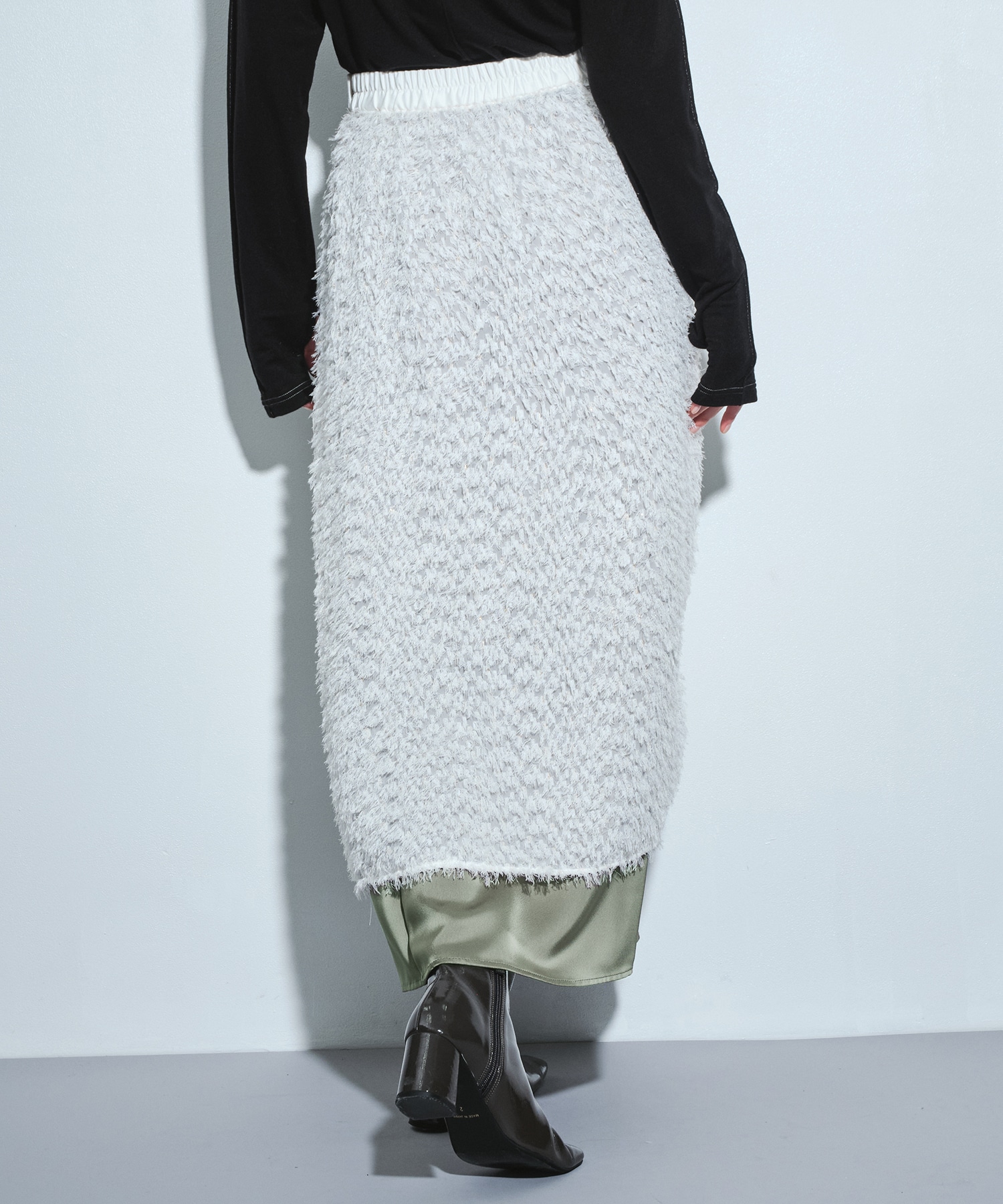 ファブリックレイヤードマキシスカート