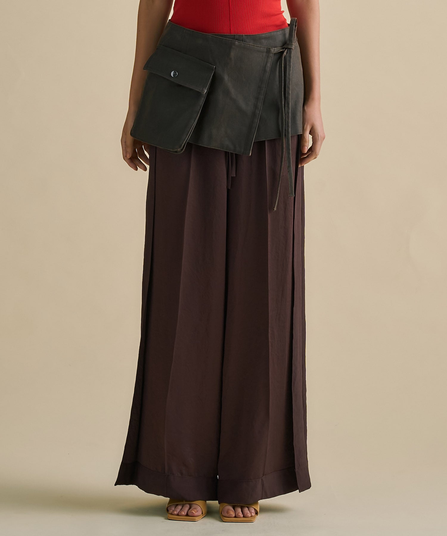 Vintage Leather Belted Satin Pants