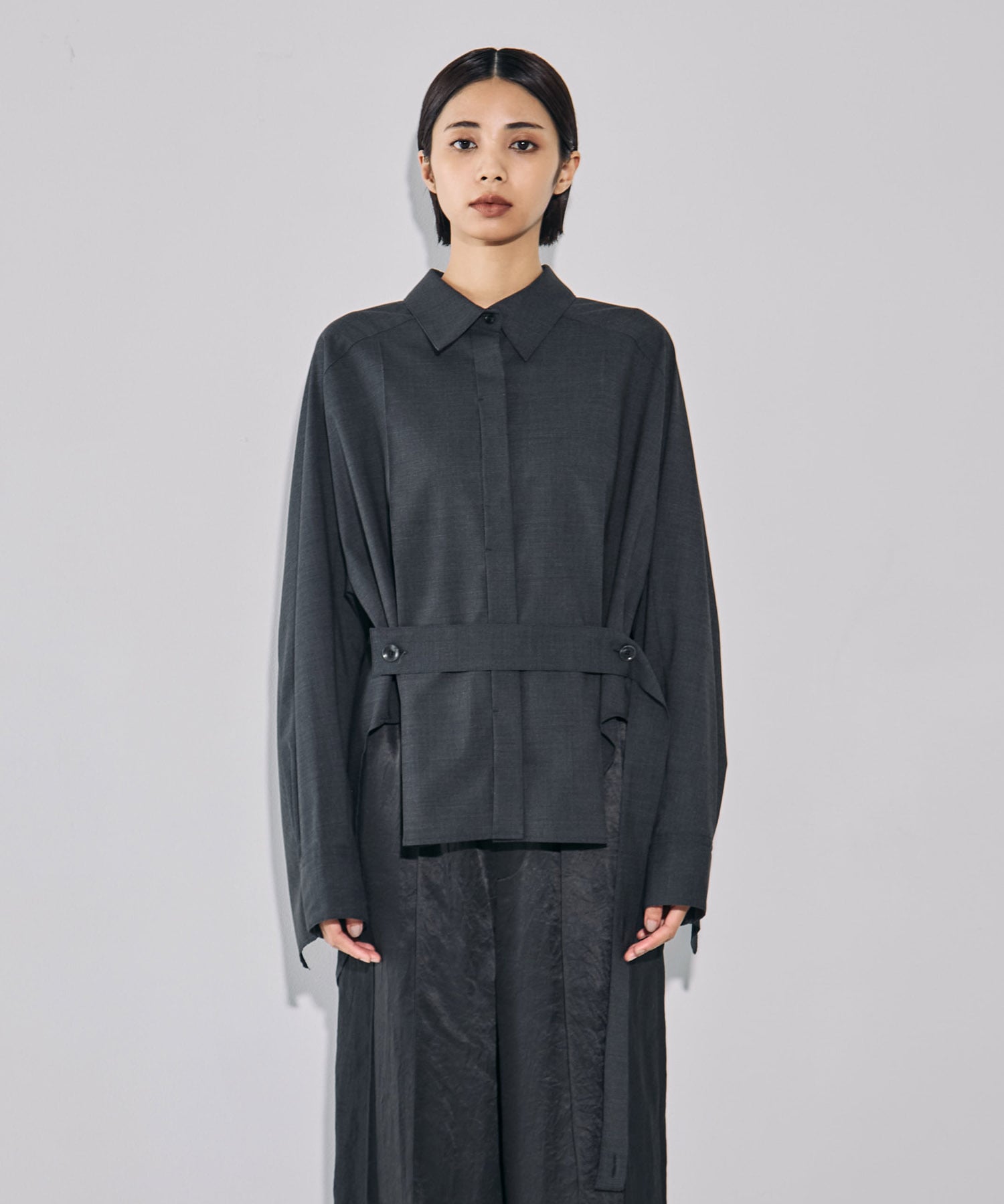 Belted Cape Detail Shirt