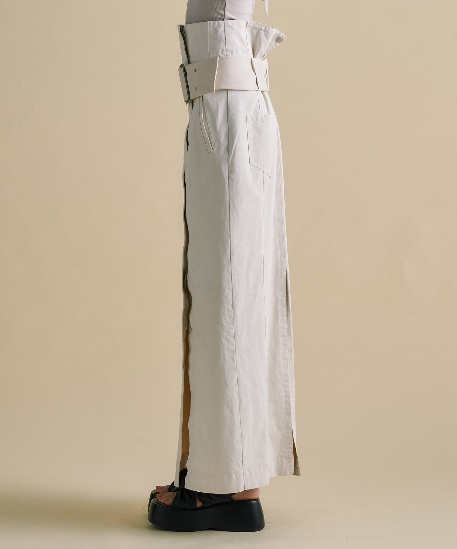 2way Waist Belted Denim Skirt